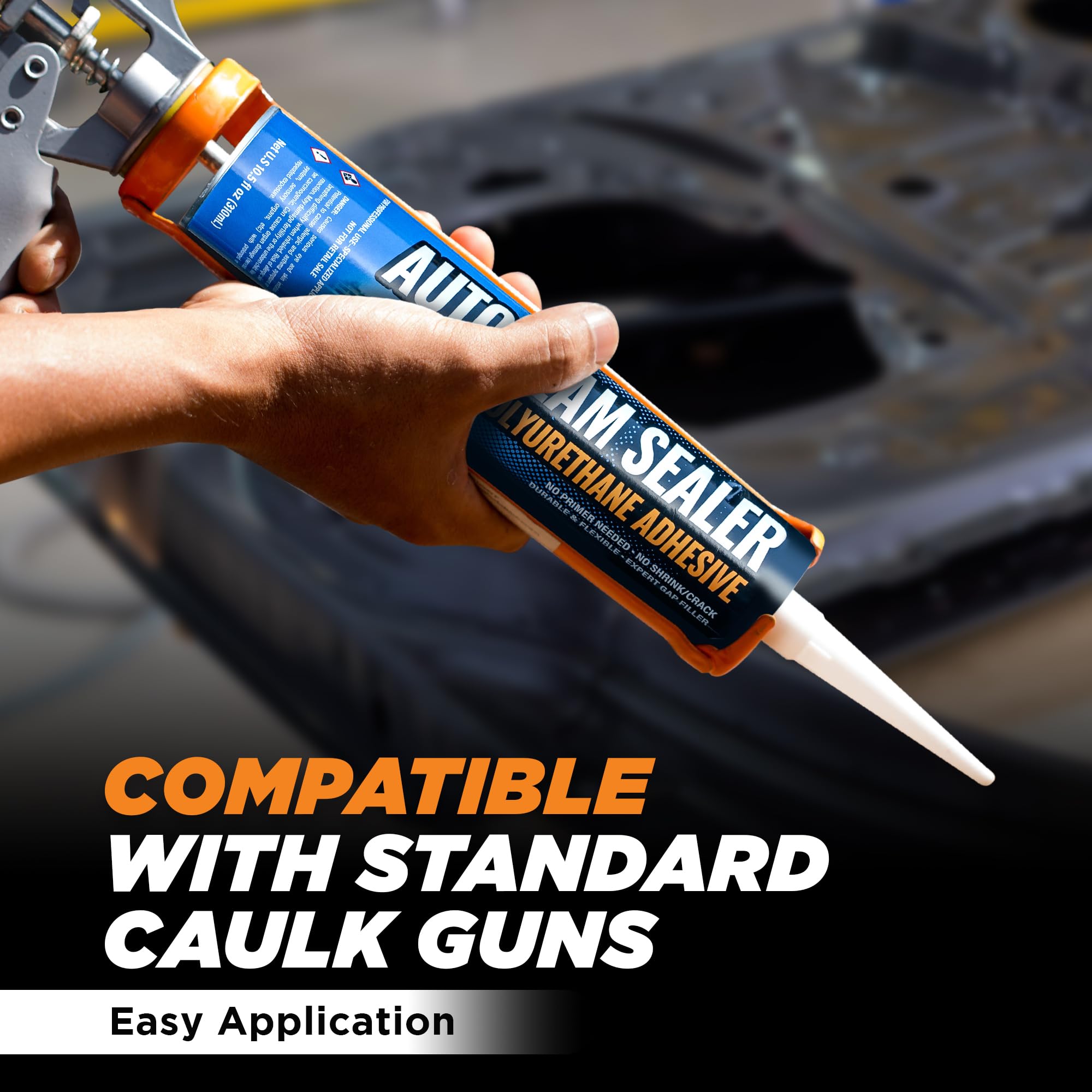 [Black] Professional Automotive Seam Sealer, Paintable Quick-Set Polyurethane Auto Body Seam Sealer for Metal Surfaces of Cars,