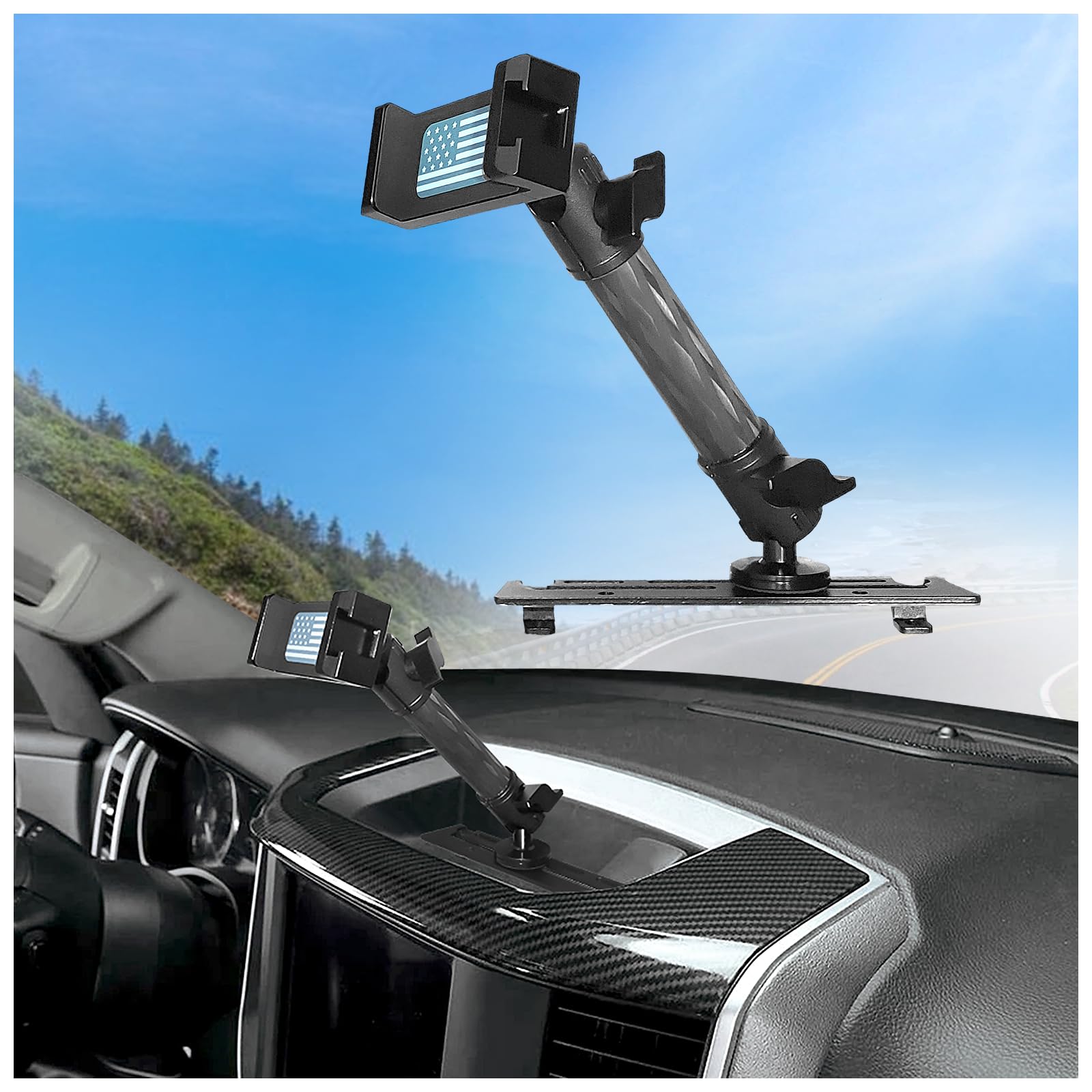 WXRYLYN 2018 RAM Dash Mount Phone Holder for 2013-2018 Truck Ram 1500 2500 3500 Metal Dash Platform Phone Mount Phone Holder Ram