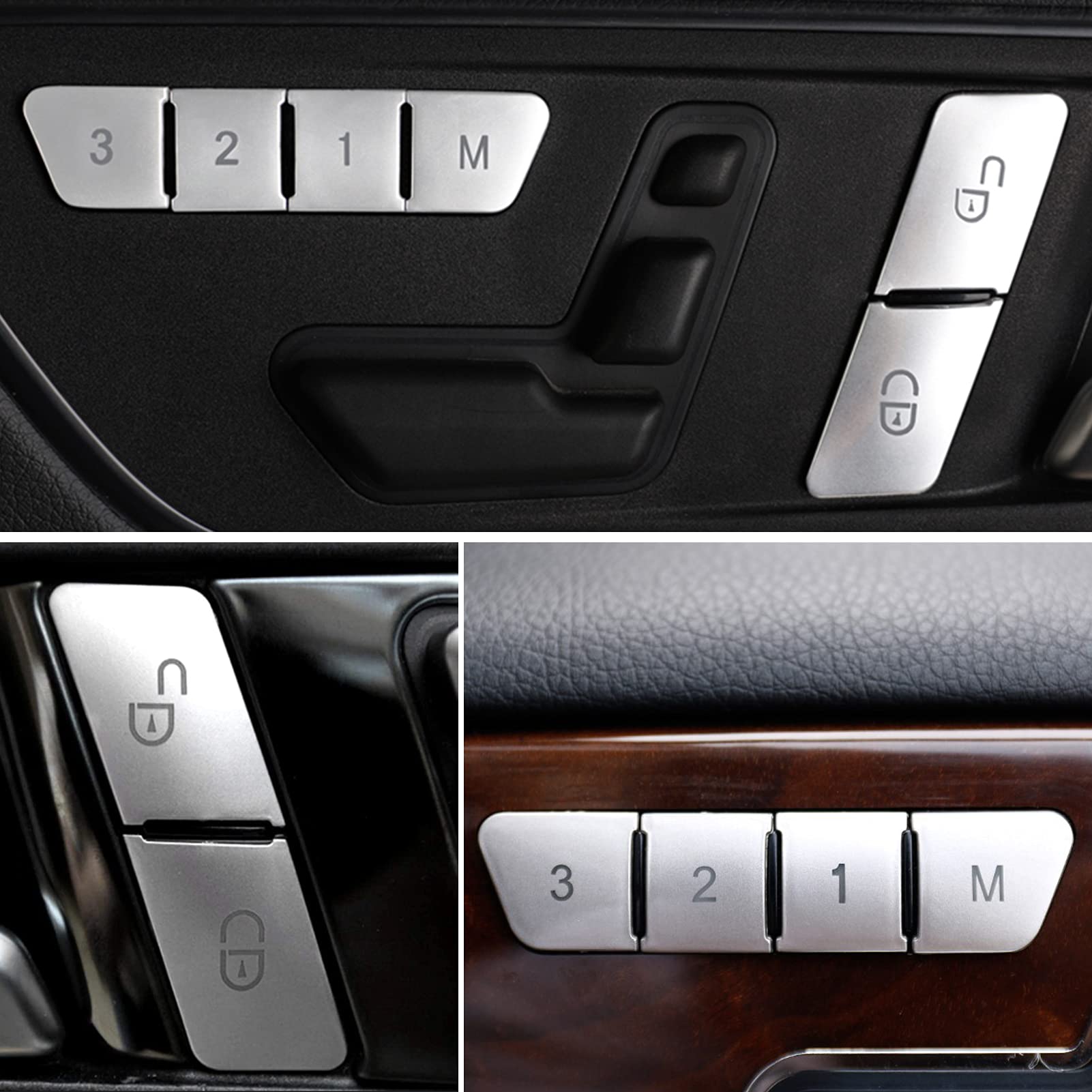 Jaronx Compatible With Mercedes Benz Door Lock Button Cover And Seat Memory Door Button Cover Stickers For B W246,C-Class W204,E-Class W212,Ml W166,Cla,Glk X204,Gl X166,Cls (12Pcs)