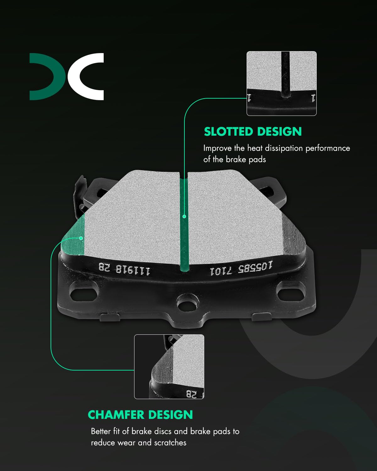 Scitoo D823 Ceramic Brake Pads Sets Rear Replacement For Pontiac Vibe 2003-2006,For Toyota Celica 2000-2005,For Toyota Corolla 2