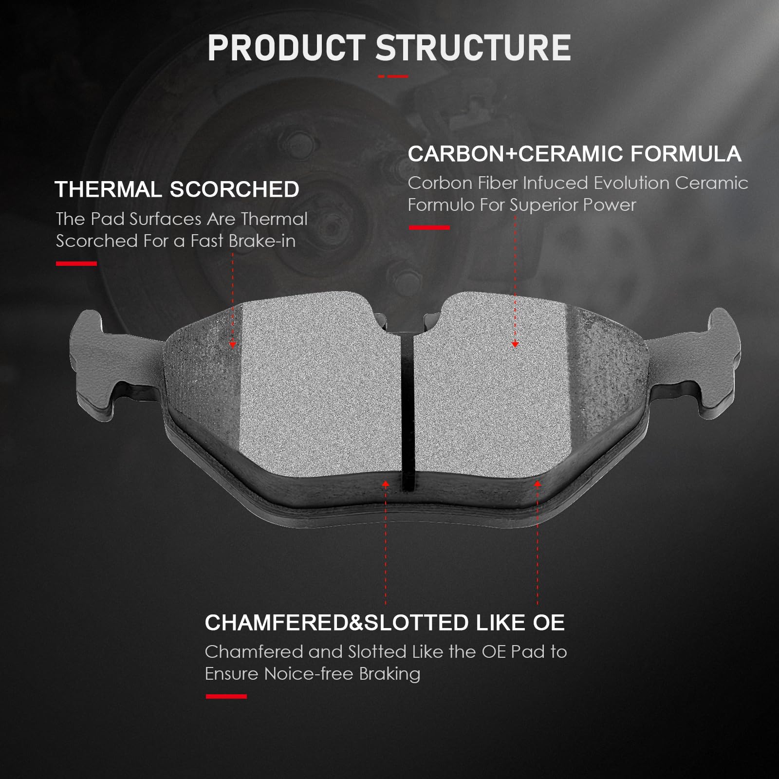 Cciyu D781 D763 Front Rear Ceramic Brake Pads Kits 8Pcs Fit For Bmw 318I,318Is,318Ti,3I,323Ci,323I,323Is,325Ci,325I,325Is,325Xi,