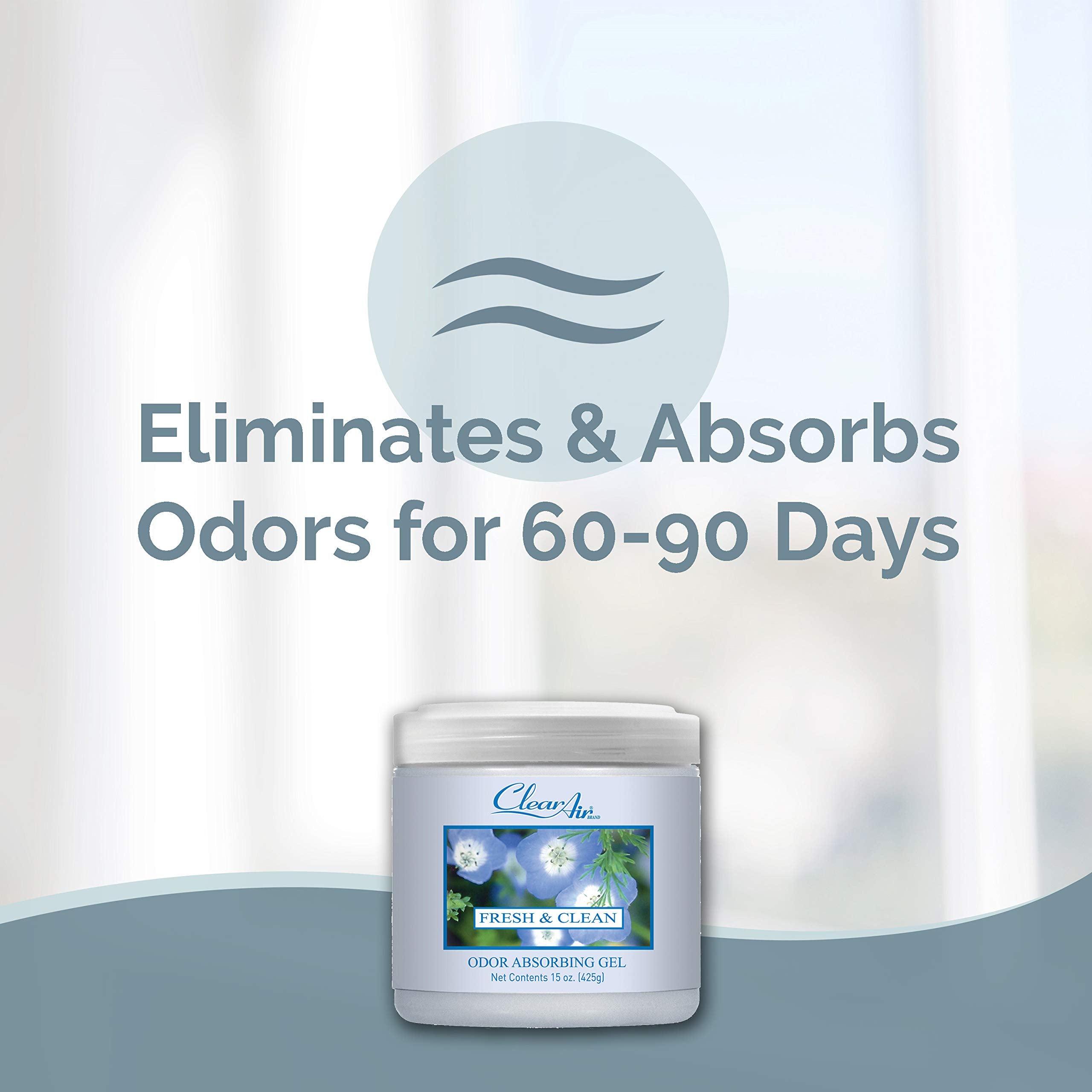 Clear Air Odor Absorber Gel - 15 Oz, Pack Of 2 - Air Freshener Absorbs And Eliminates Odors In Bathrooms, Cars, Boats, Rvs And P