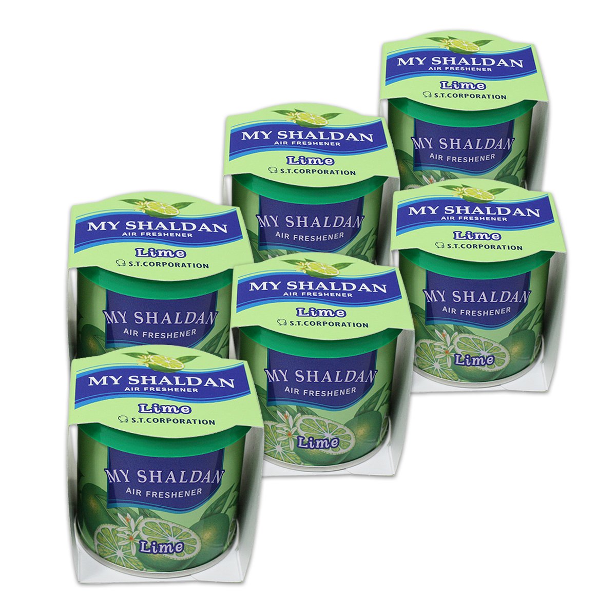 Pack Of 6 My Shaldan Japanese Car Cup-Holder Natural Air Freshener Cans (Lime Scented)