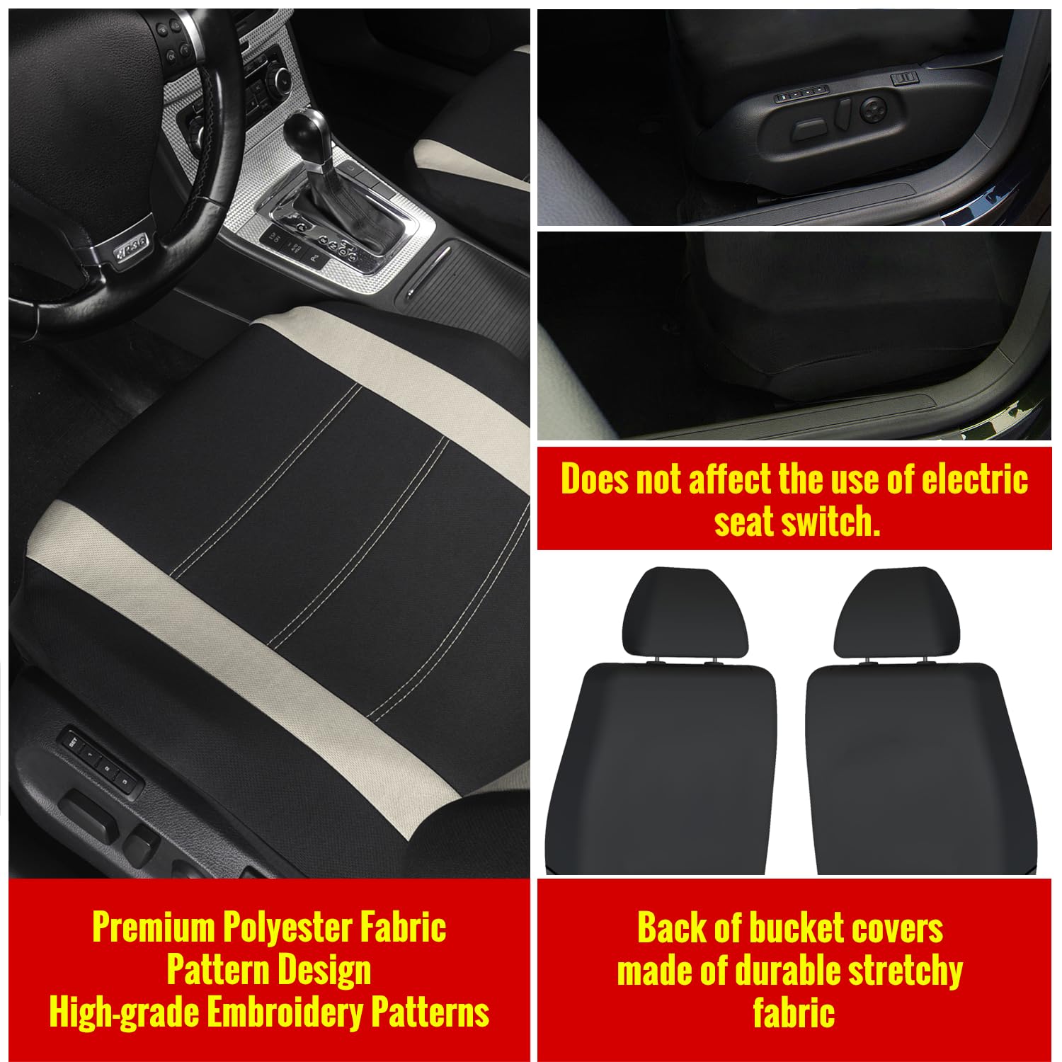 Autoyouth Auto Car Front Seat Covers Bucket Seat Cover Seat Protectors Universal Fit Seat Covers For Sedan, Truck, Suv- Black Be