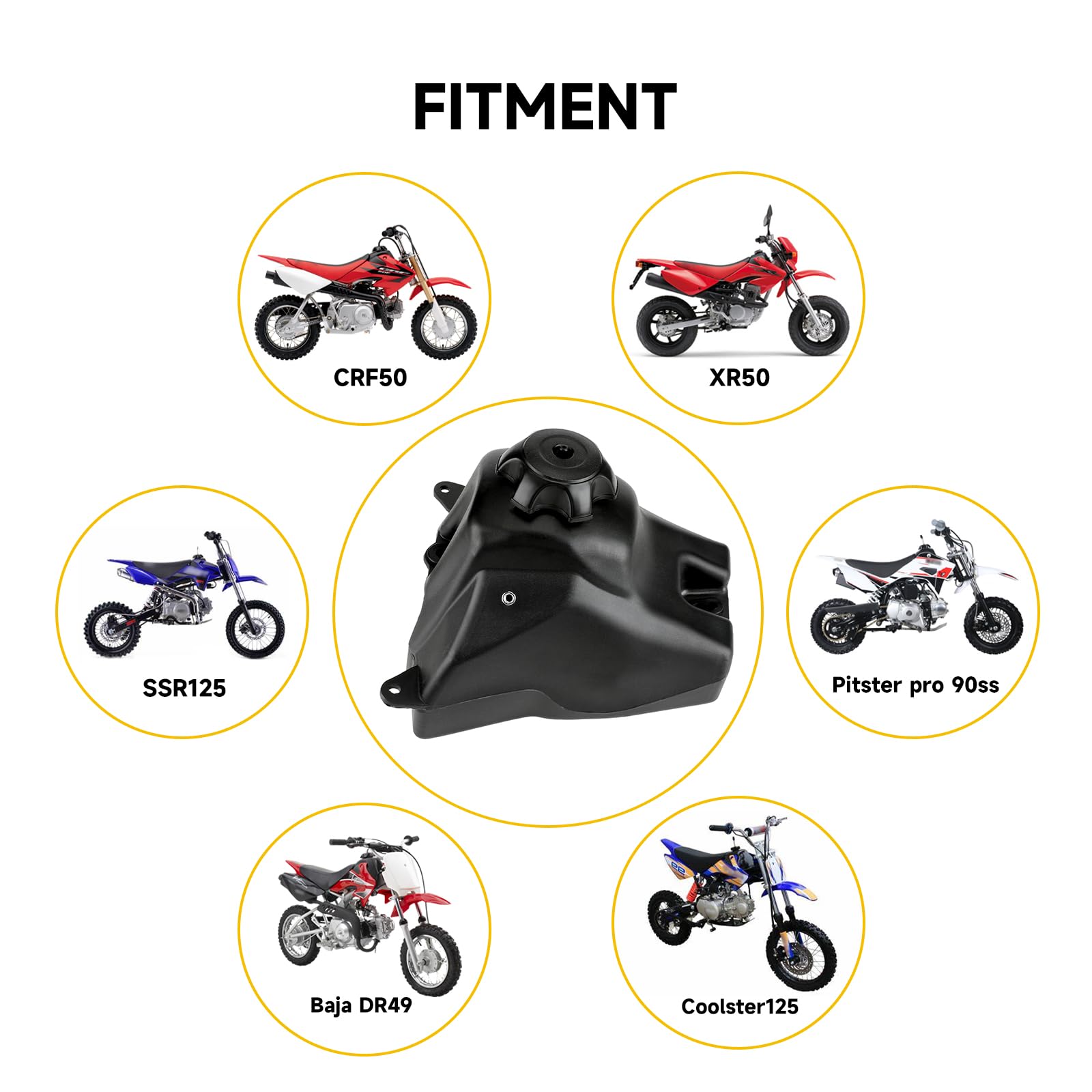 HIAORS Gas Fuel Tank for Honda CRF50 XR50 50cc 70cc 90cc 110cc 125cc SSR TaoTao Chinese Pit Dirt Bike Baja DR49 Coolster Kayo Ro