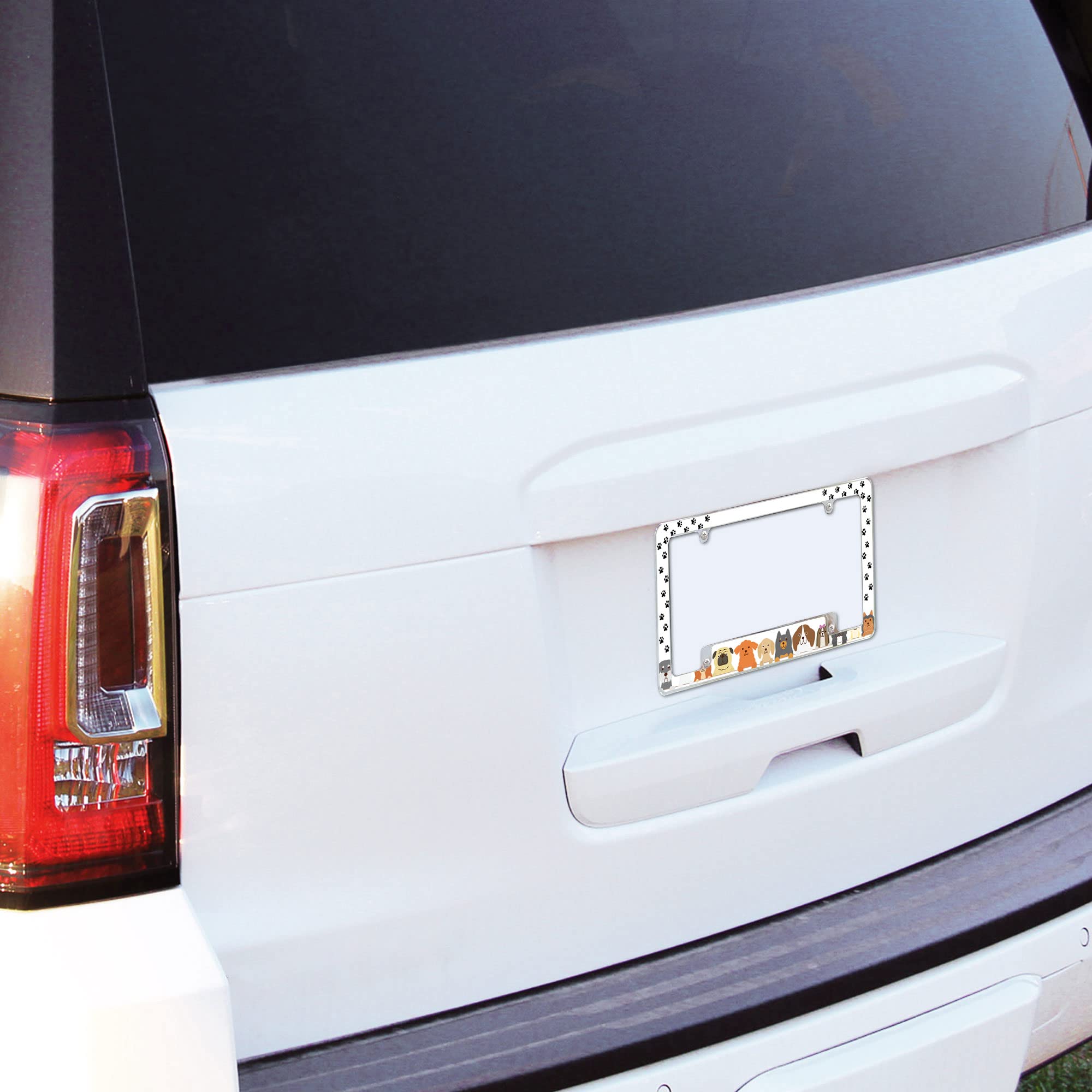 Rico Industries Dog Pattern All Over Automotive License Plate Frame for Car/Truck/SUV (12 x 6)