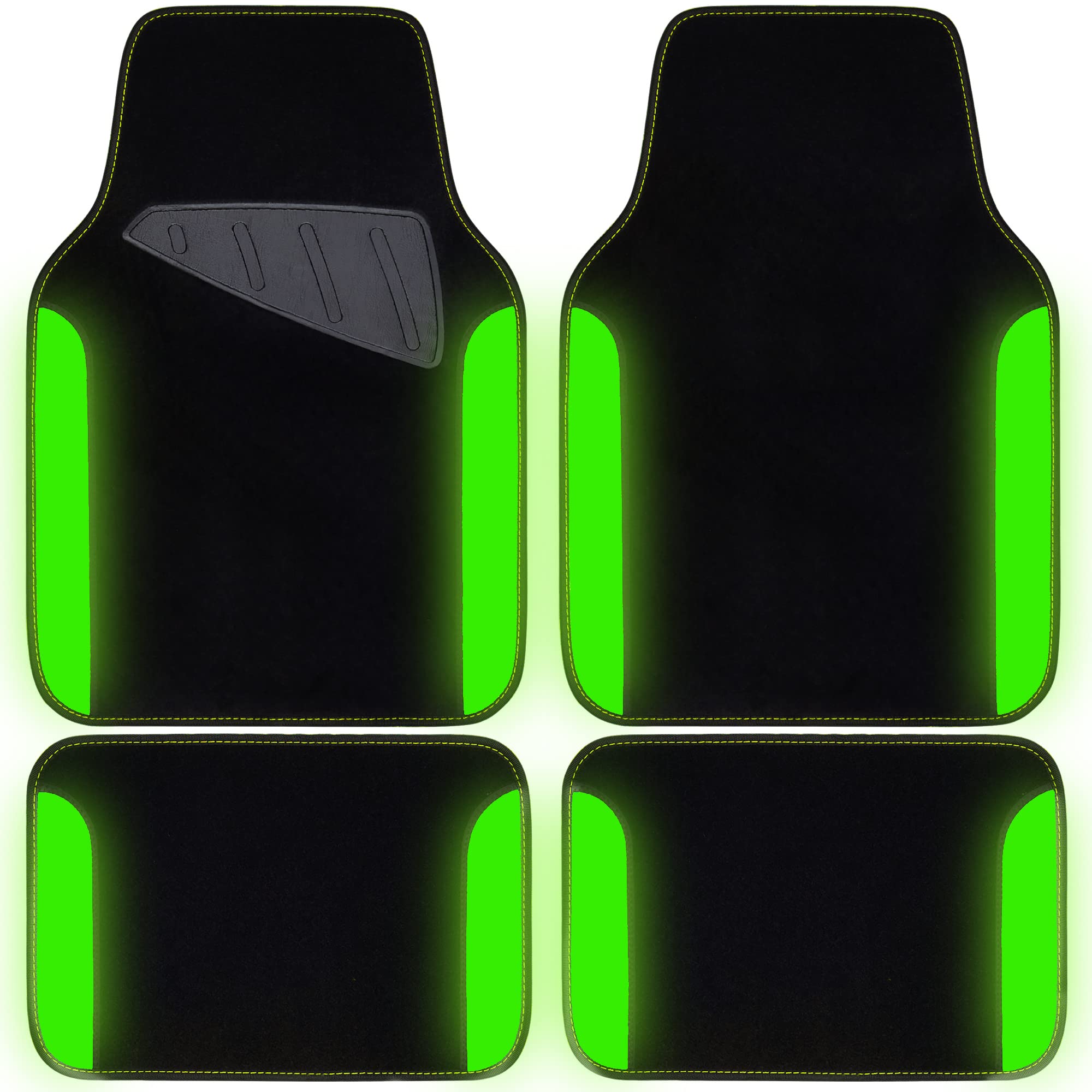 Car Pass Fluorescent Leather & Waterproof Car Carpet Floor Mats, Universal Car Mats Fit For Suv,Vans,Sedans, Trucks,Set Of 4Pcs