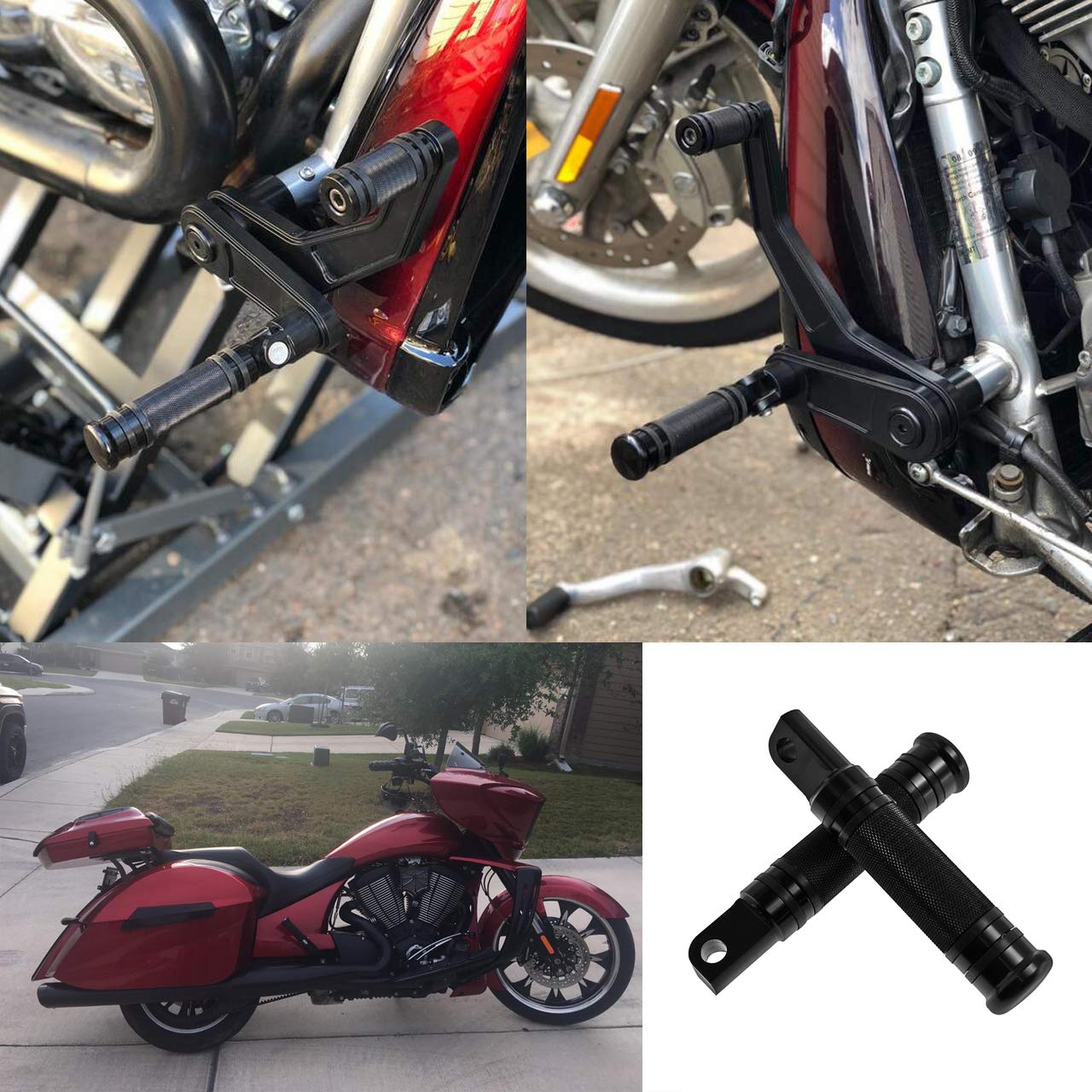 HDBUBALUS Pair Billet CNC Aluminum Motorcycle Foot Pegs Fit for Harley Style Male Mount Footpegs Footrest