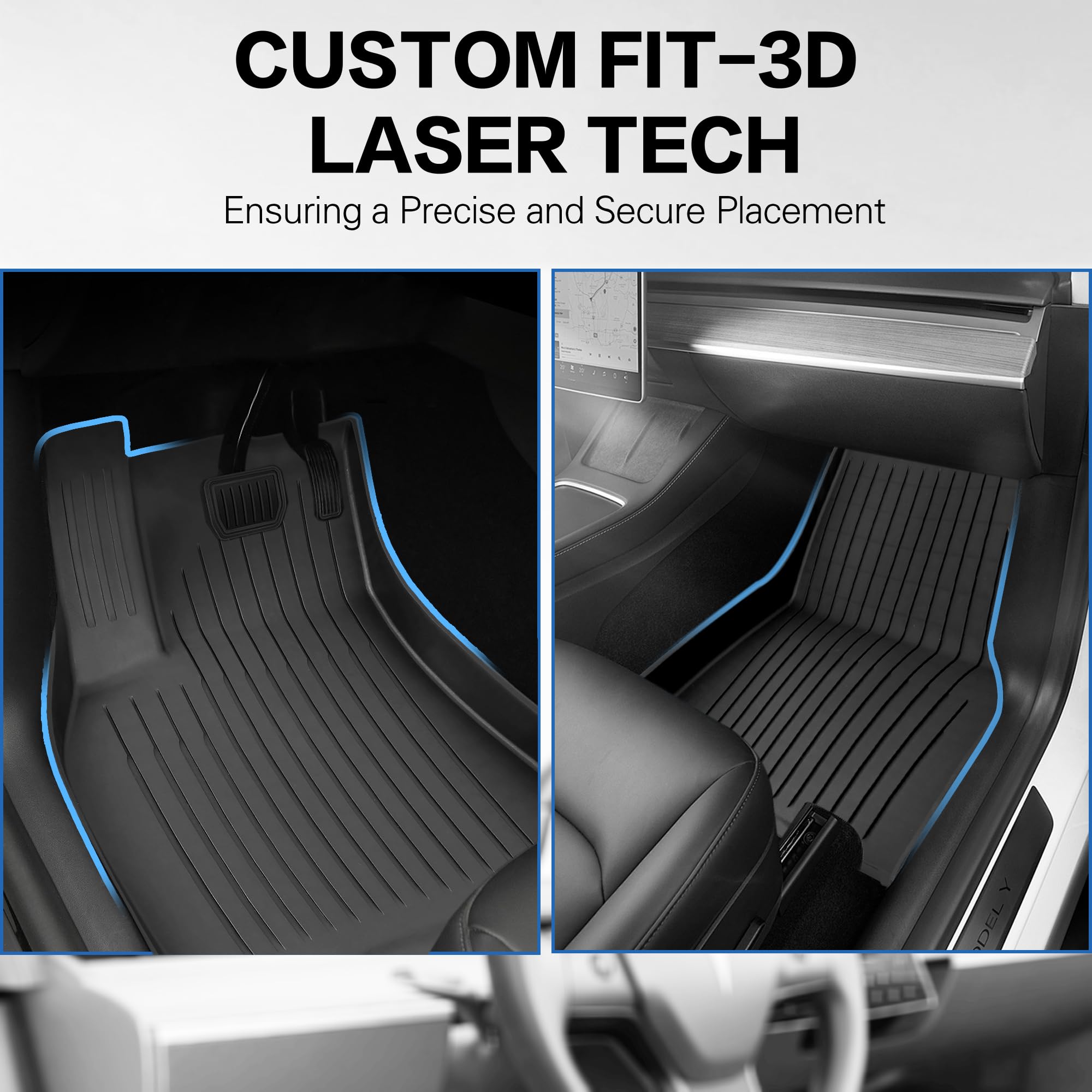 Autocessking Floor Mats For Tesla Model Y 2021-2024, Set Of 6 Mats All Weather Tpe Waterproof Anti-Slip Front & Rear Trunk Mats