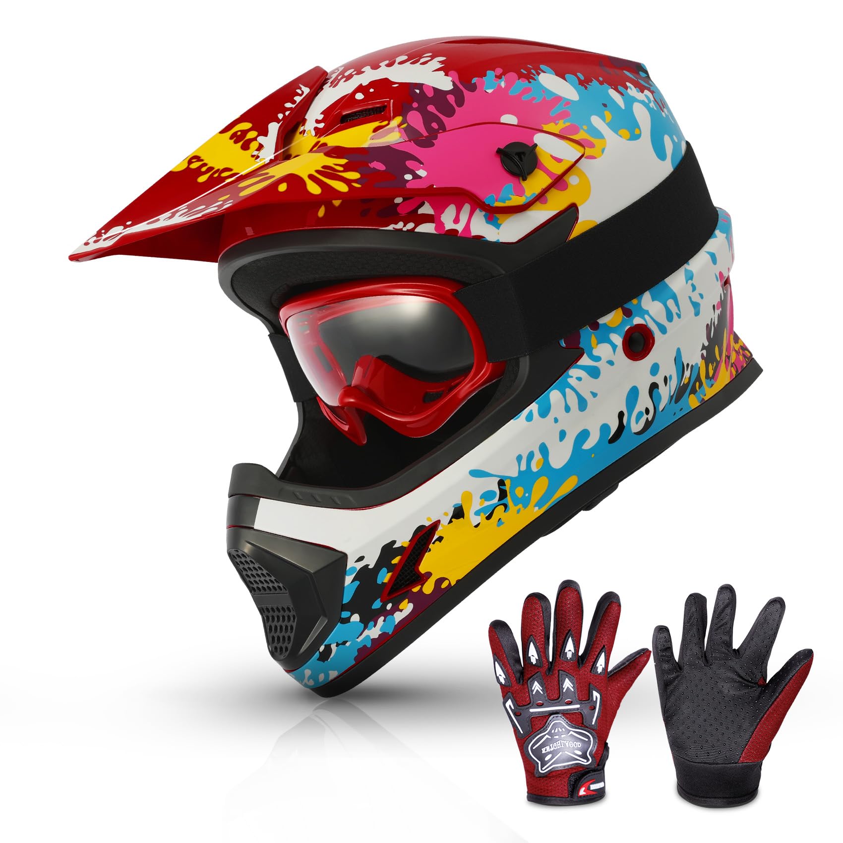 Tcmt Dot Youth Kids Atv Motorcycle Helmets Full-Face Kids Helmet With Adjustable Chin Strap For Boys And Girls Kids Dirt Bike Bm