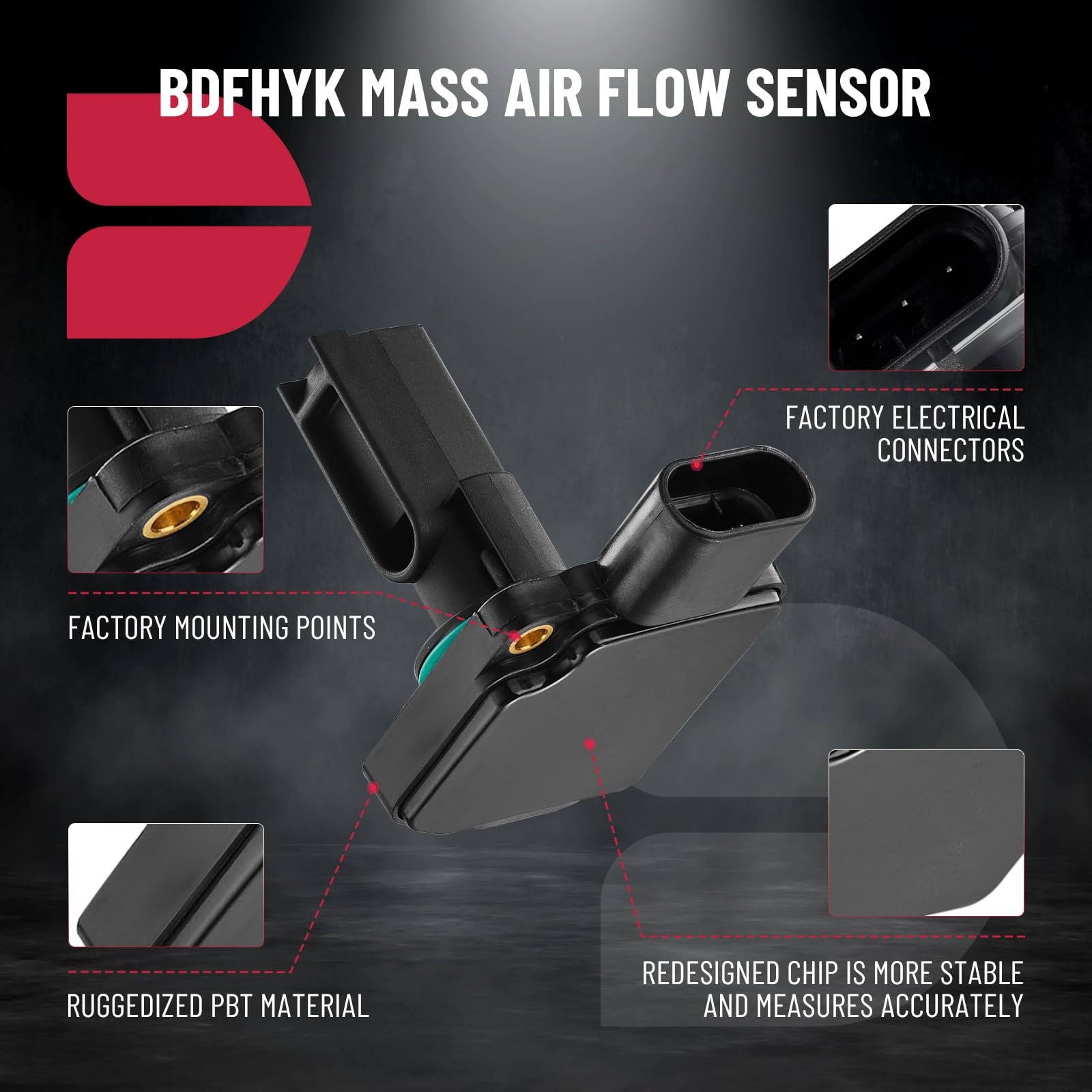 BDFHYK Mass Air Flow Sensor Meter MAF 213-3428 19112543 AFH50M-05 Compatible for Buick Oldsmobile Pontiac 3.8L, 1999-2005 Lesabr