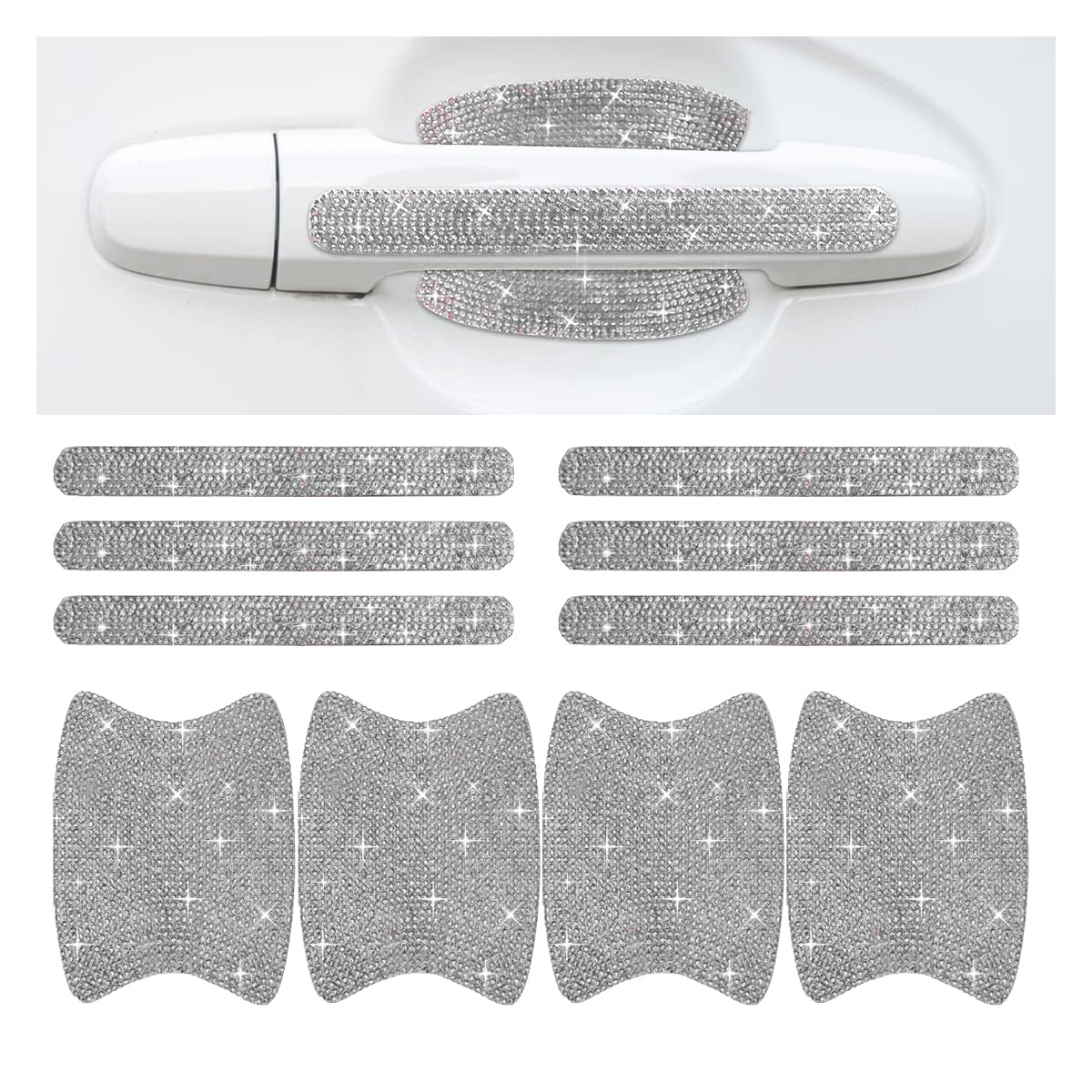 Bling Car Door Handle Protector, Bling Car Door Handle Sticker Anti-Scratch, Universal Car Door Handle Protective Cover, Shiny R