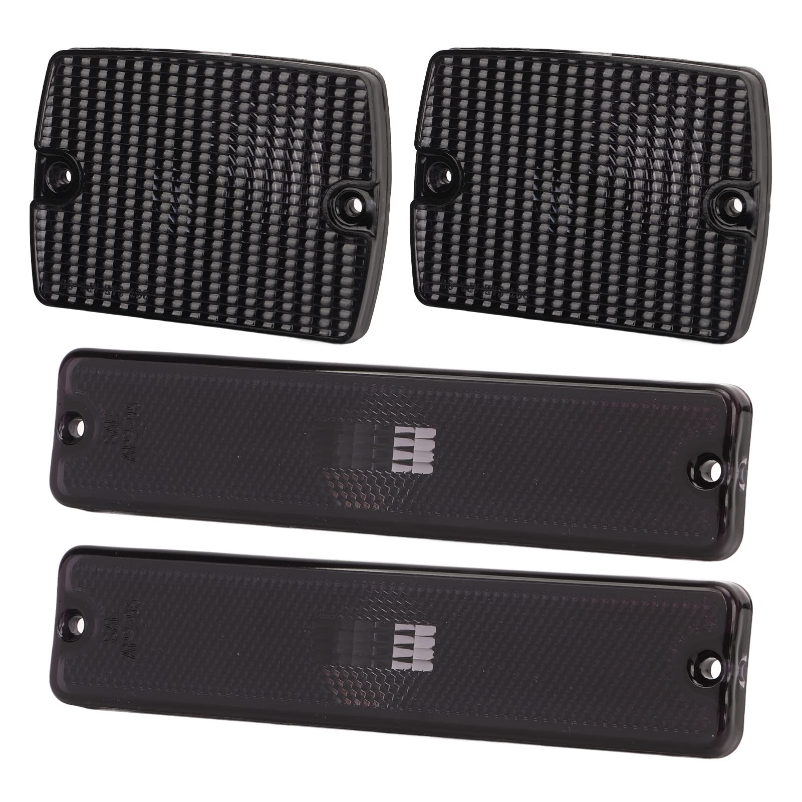 4Pc Side Marker Light And Turn Signal Light Housings 56001378 Turn Signal Sidemarker Lamps Replacement For Wrangler Yj (Smoky Bl