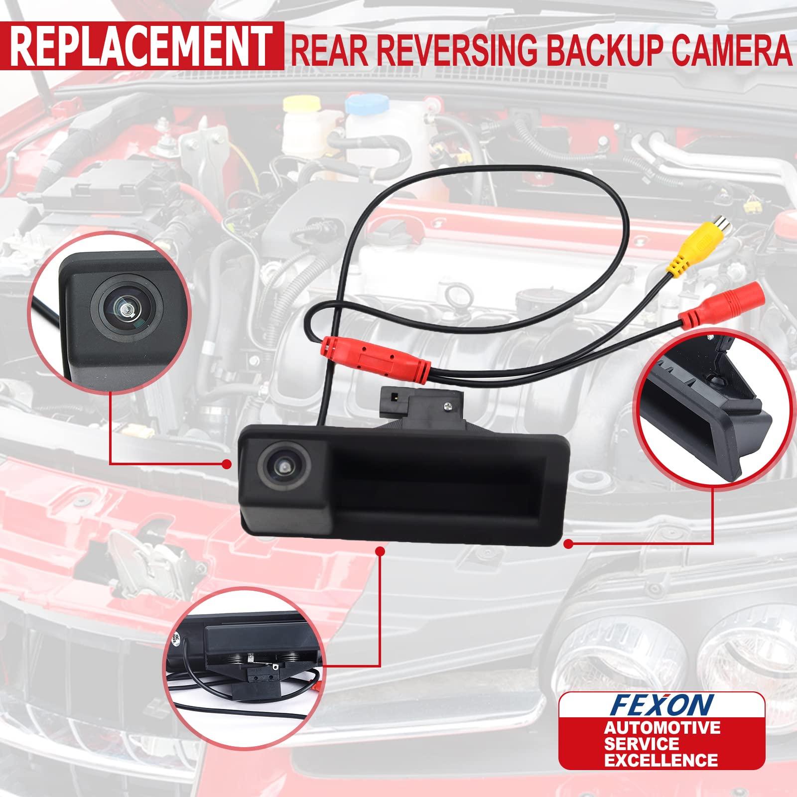 Fexon Hd 1080P 30Fps Rear Reversing Backup Camera Waterproof Night Vision Compatible For X5 X1 X6 E39 E53 E82 E88 E84 E90 E91 E9