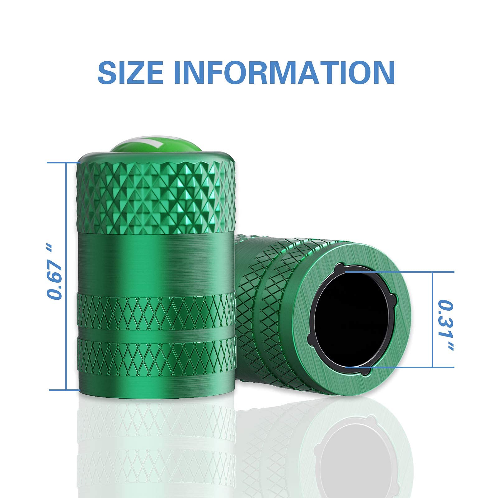 CKAuto Aluminum Tire Valve Stem Caps, N2 Logo, Universal Fit for Cars, SUVs, Bikes, Green, TPMS Safe, Corrosion Resistant, Dust Proof