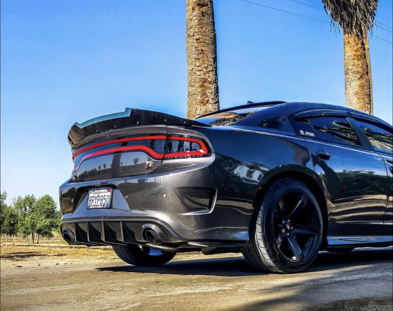 PSDesigns - Venom Series V2 Charger Wickerbill Spoiler for 2015-2021 SRT Hellcat/Scat Pack, Gloss Black, Polycarbonate, Includes RivNut Tool