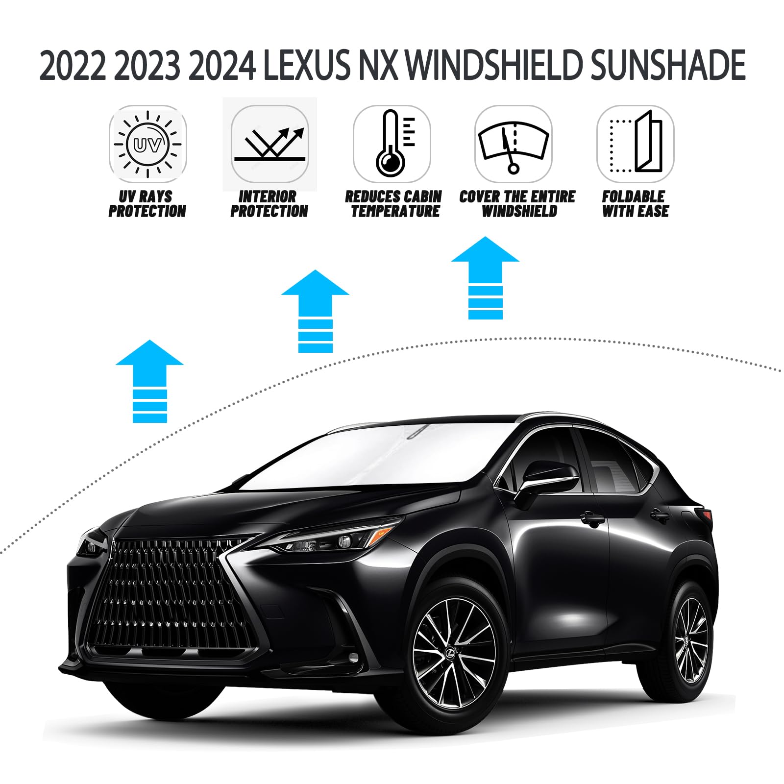 D-Lumina Windshield Sun Shade For 2022-2025 Lexus Nx Nx250 Nx350 Nx350H Nx450H+ Accessories, Front Window Sunshade Sun Visor Pro