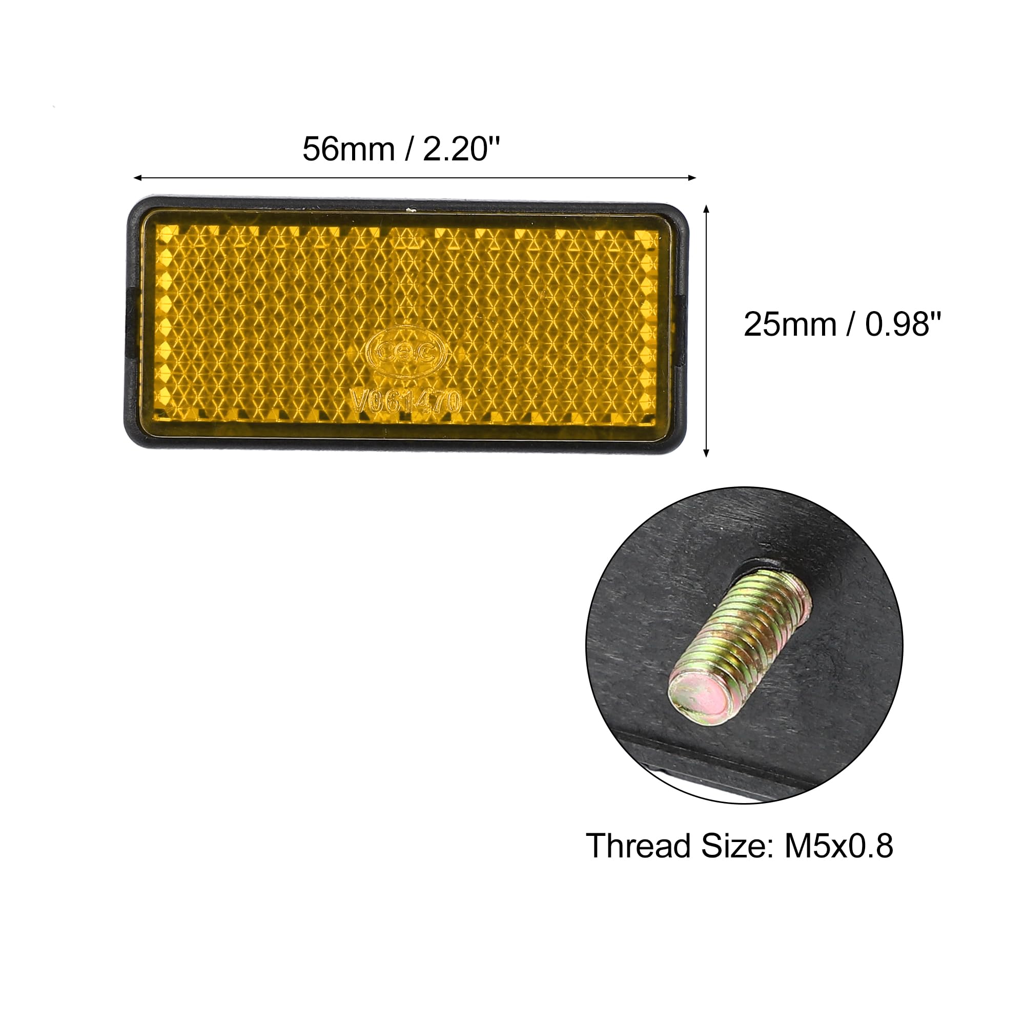 X Autohaux 4Pcs 56Mm M5X0.8 Orange Plastic Universal Screw Mount Reflective Warning Reflector For Motorcycle Bike