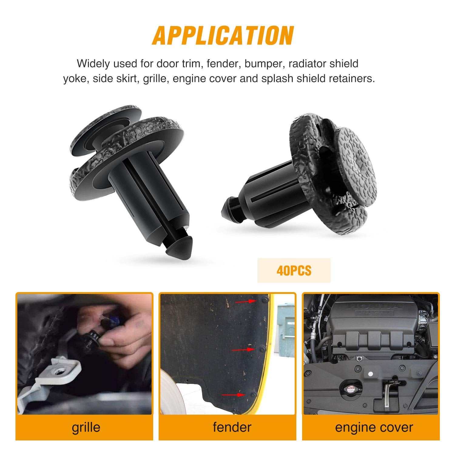 Gooacc Bumper & Radiator Support Clip Automotive Furniture Assembly Expansion Screws Kit Auto Body Clips 8Mm - 40Pcs