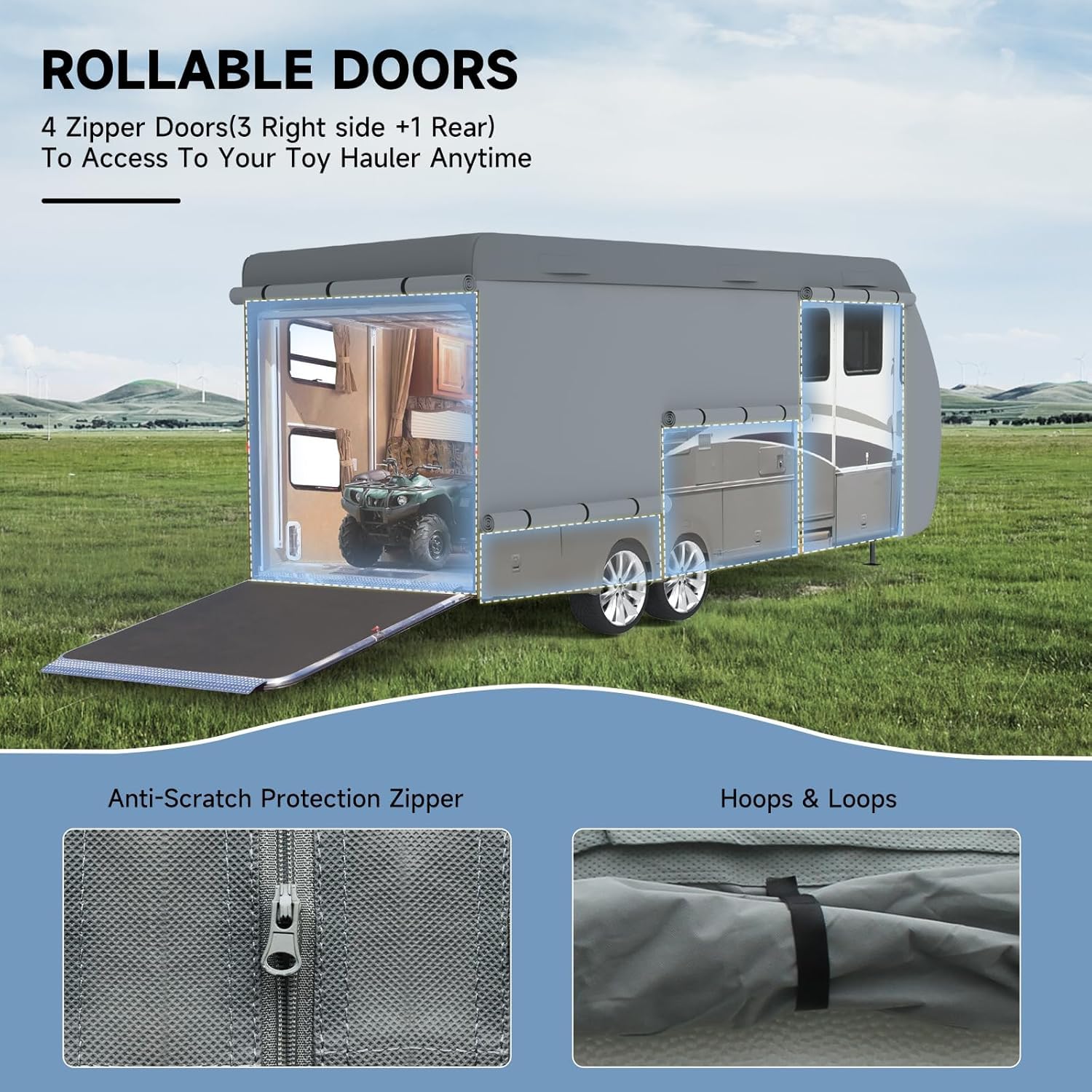 Vinpatio Rv Cover, 7 Layers Heavy Duty Rv & Trailer Cover, Toy Hauler Cover Fits 38'-40' Rv Travel Trailer Camper Cover With Ton