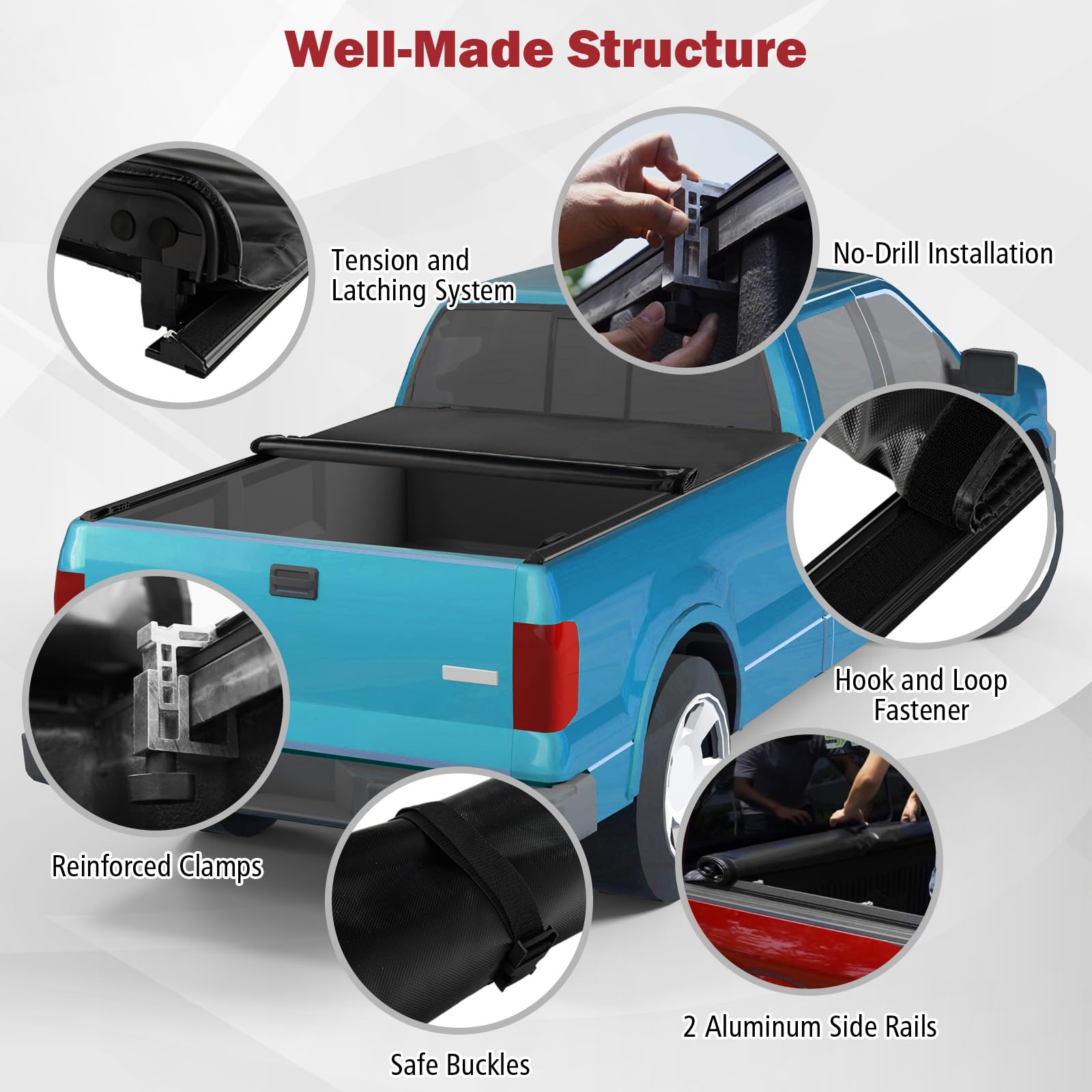 Ironmax Truck Bed Cover, Soft Roll-Up Truck Tonneau Cover Compatible With 2019-2023 Ram 1500 Classic, 2002-2018 Dodge Ram 1500 & 2003-2023 Dodge Ram 2500/3500, Fleetside 6.4 Feet Bed