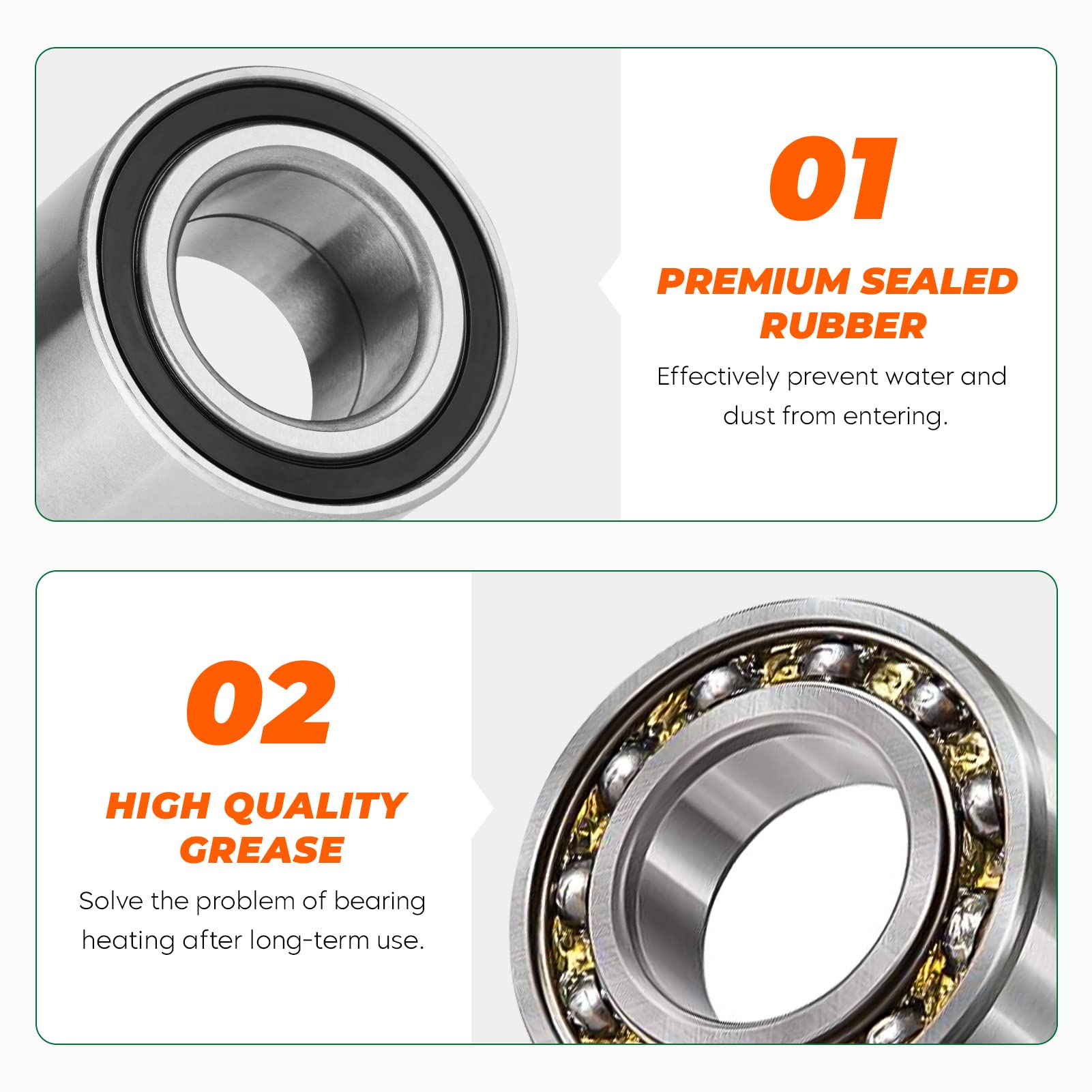 Front Rear Wheel Bearing 3514342 3514634 for Polaris Sportsman 300/400/ 450/500/ 570/800 HO X2 ETX 6x6 2014-2022, Ranger 500/570