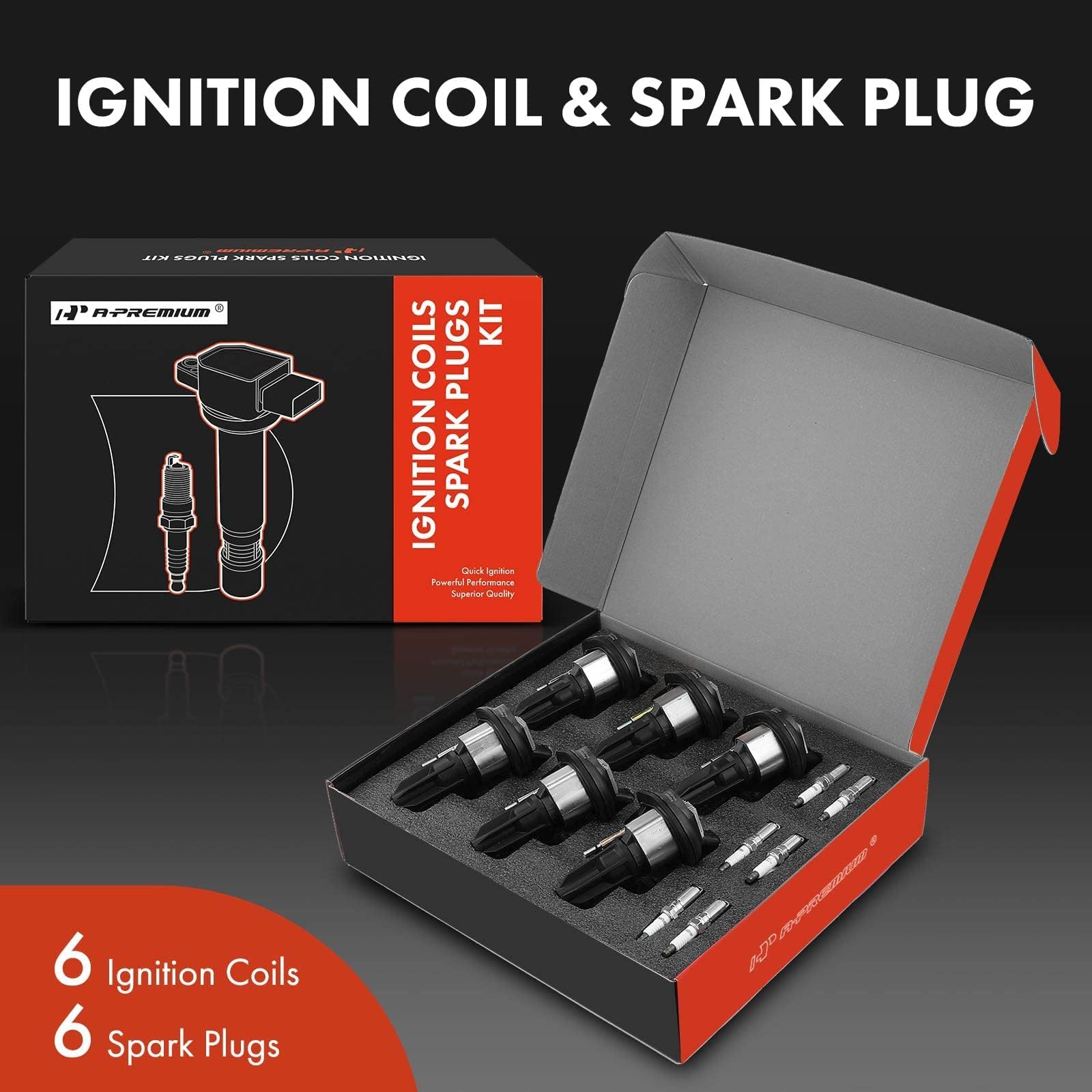 A-Premium Set Of 6 Ignition Coil Pack And Iridium Spark Plugs Compatible With Chevy Trailblazer Colorado Gmc Canyon Envoy Xl Xuv