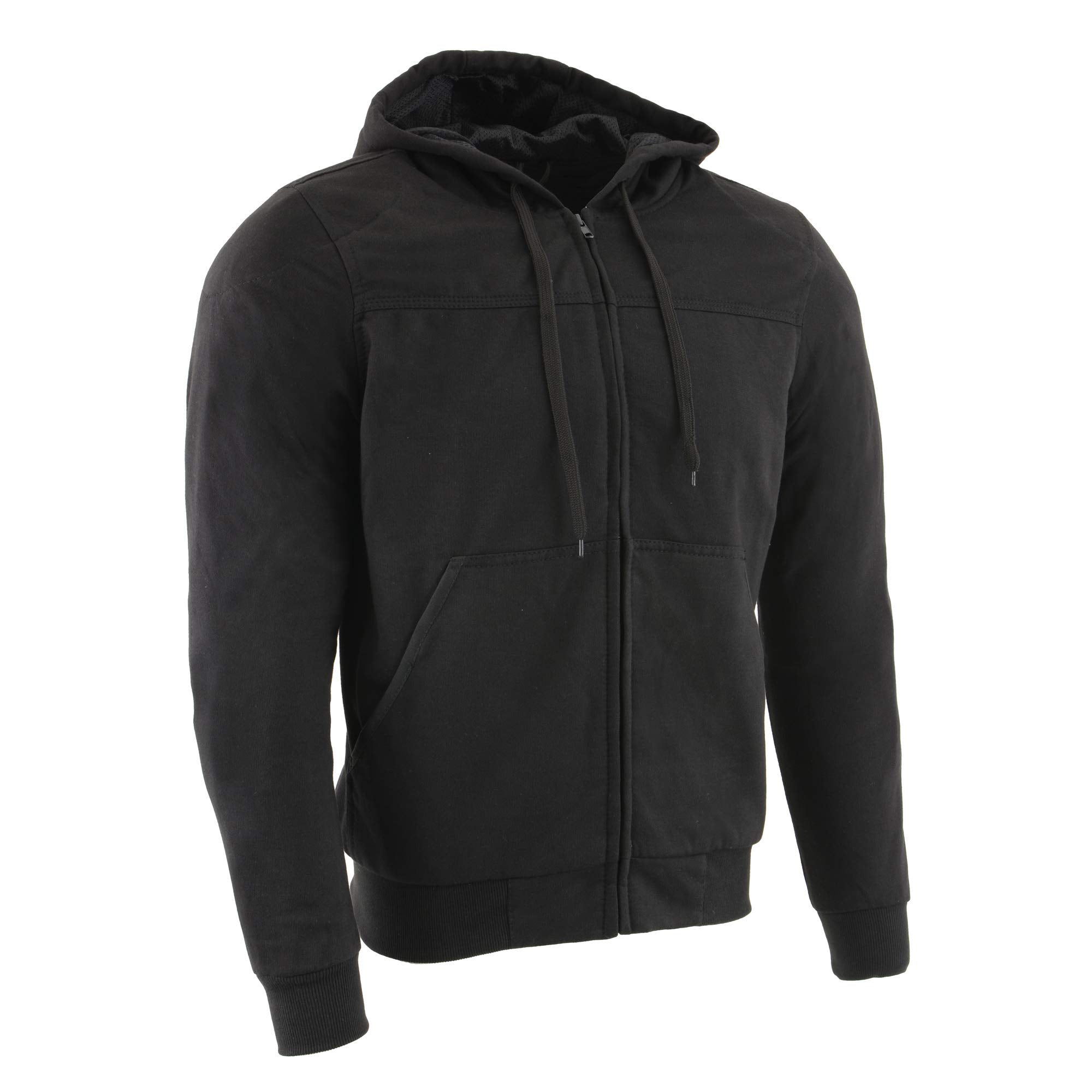 Milwaukee Leather Mpm1788 Men'S Black Ce Approved Armored Riding Hoodie Sweater With Aramid By Dupont Fibers - Large