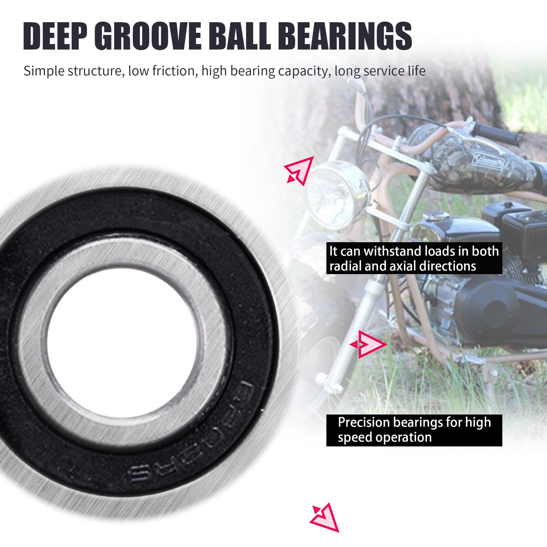 MRELC Mini Bike Wheel Bearing Set for Coleman CT200U BT200X MB165 MB200 196cc 200cc 6.5hp Powersports 6202RS