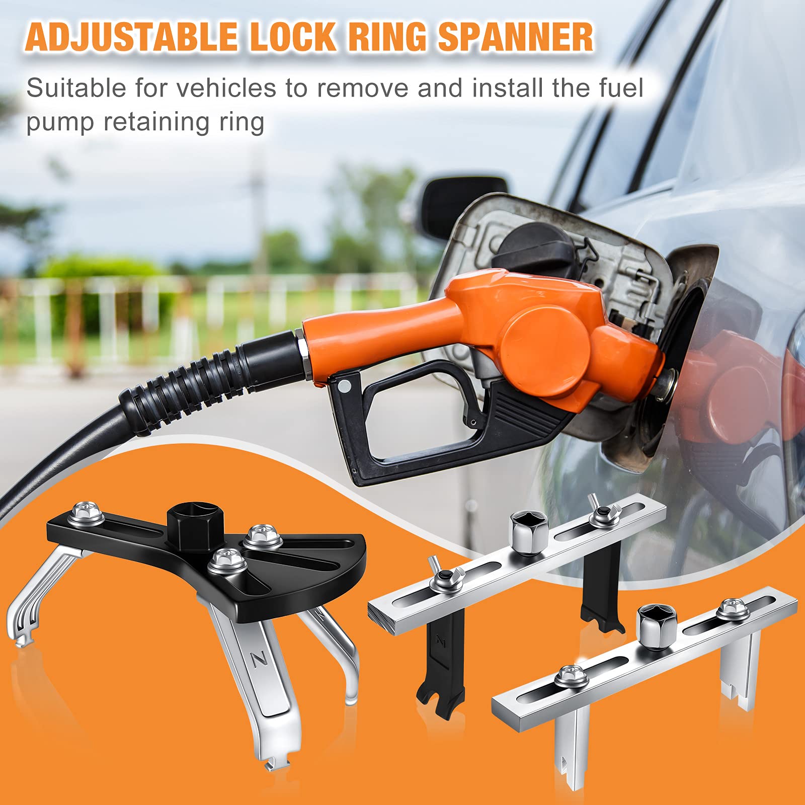 Frienda 3 Pieces Universal Fuel Pump Removal Tools Adjustable Fuel Pump Lock Ring Adjustable Lock Ring Spanner Fuel Pump Module