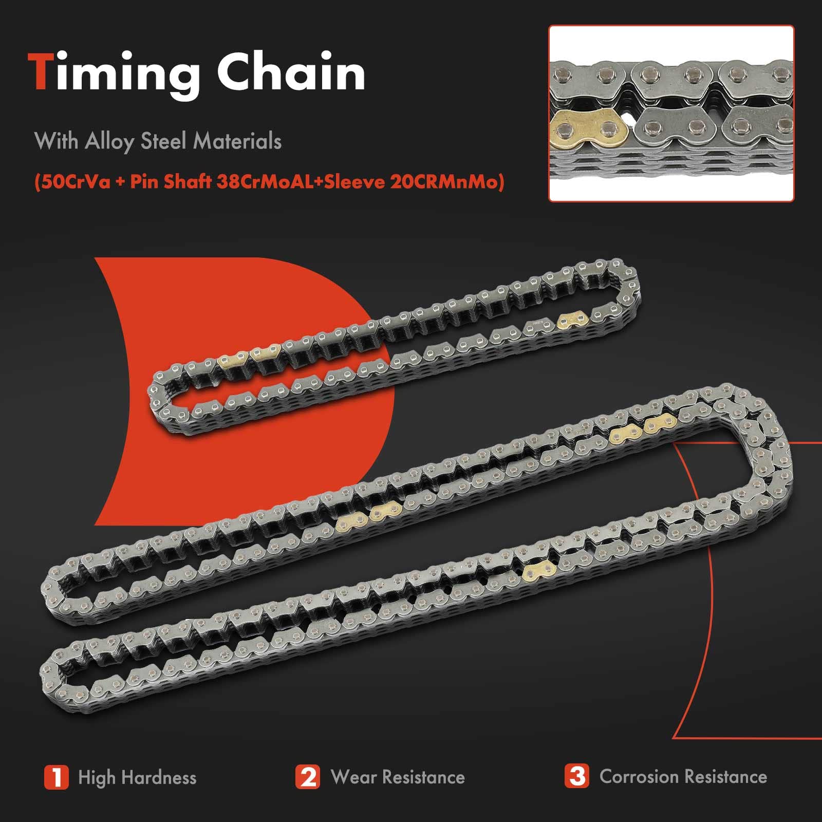 A-Premium Engine Timing Chain Kit W/Tensioner [fits DOHC, 4Cyl 2.4L Only] Compatible with Acura ILX, TSX 09-14 & Honda Accord 08