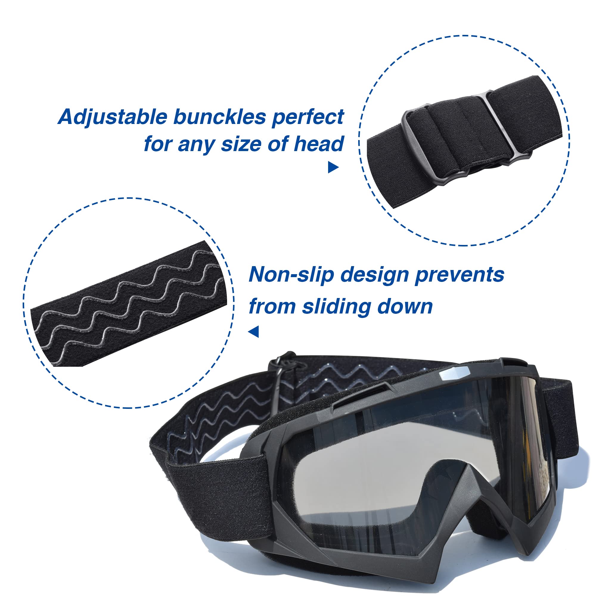 Ahr Motorcycle Goggles Dirt Bike Goggles, Anti Uv Safety Goggles, Scratch Resistant Motocross Goggles, Dustproof Motorcycle Glas