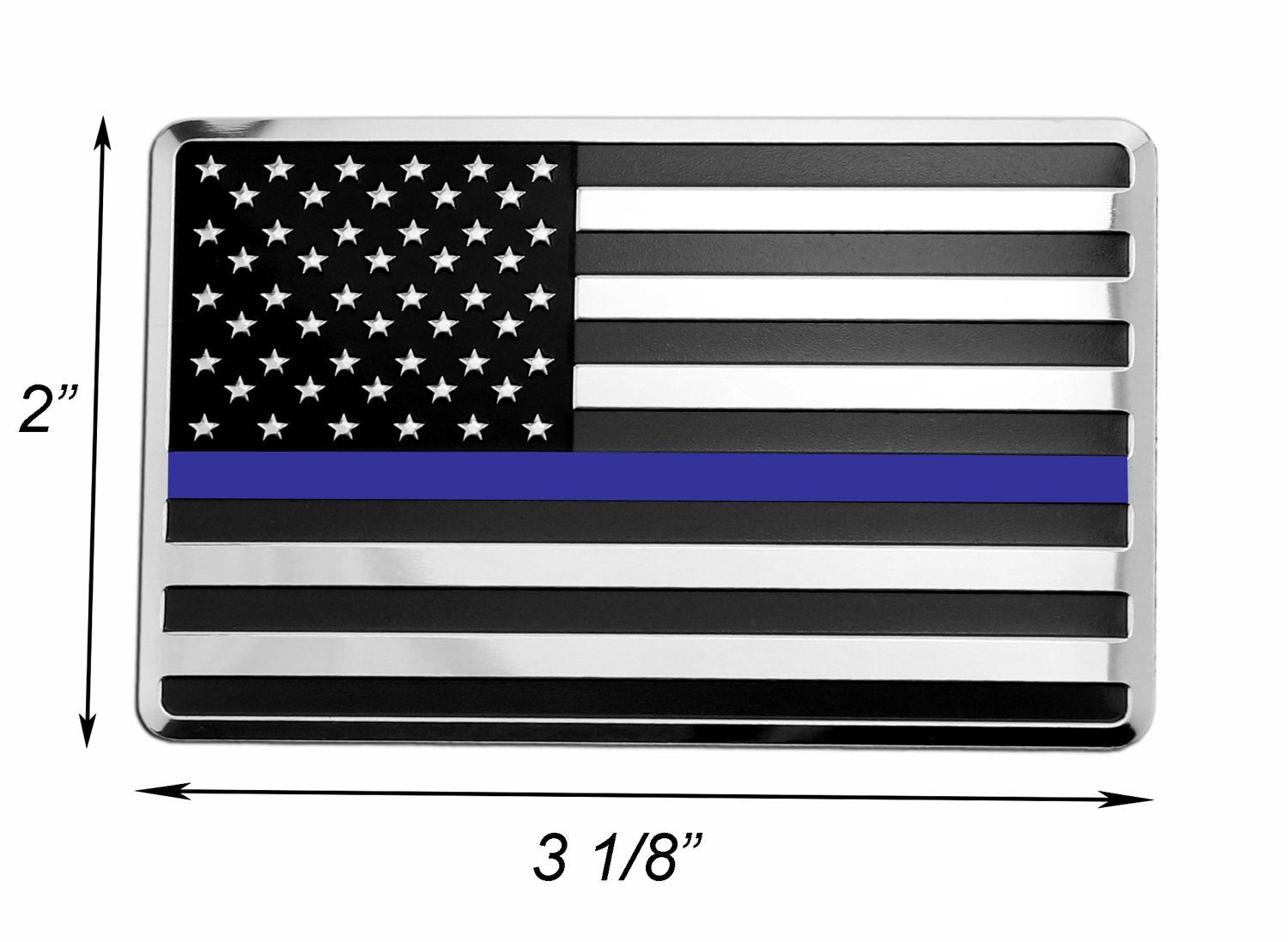 Lfparts Usa Embossed Stainless Steel Metal Flag For Cars Trucks (3.12'' X 2'', Black & Chrome Set Left & Right)