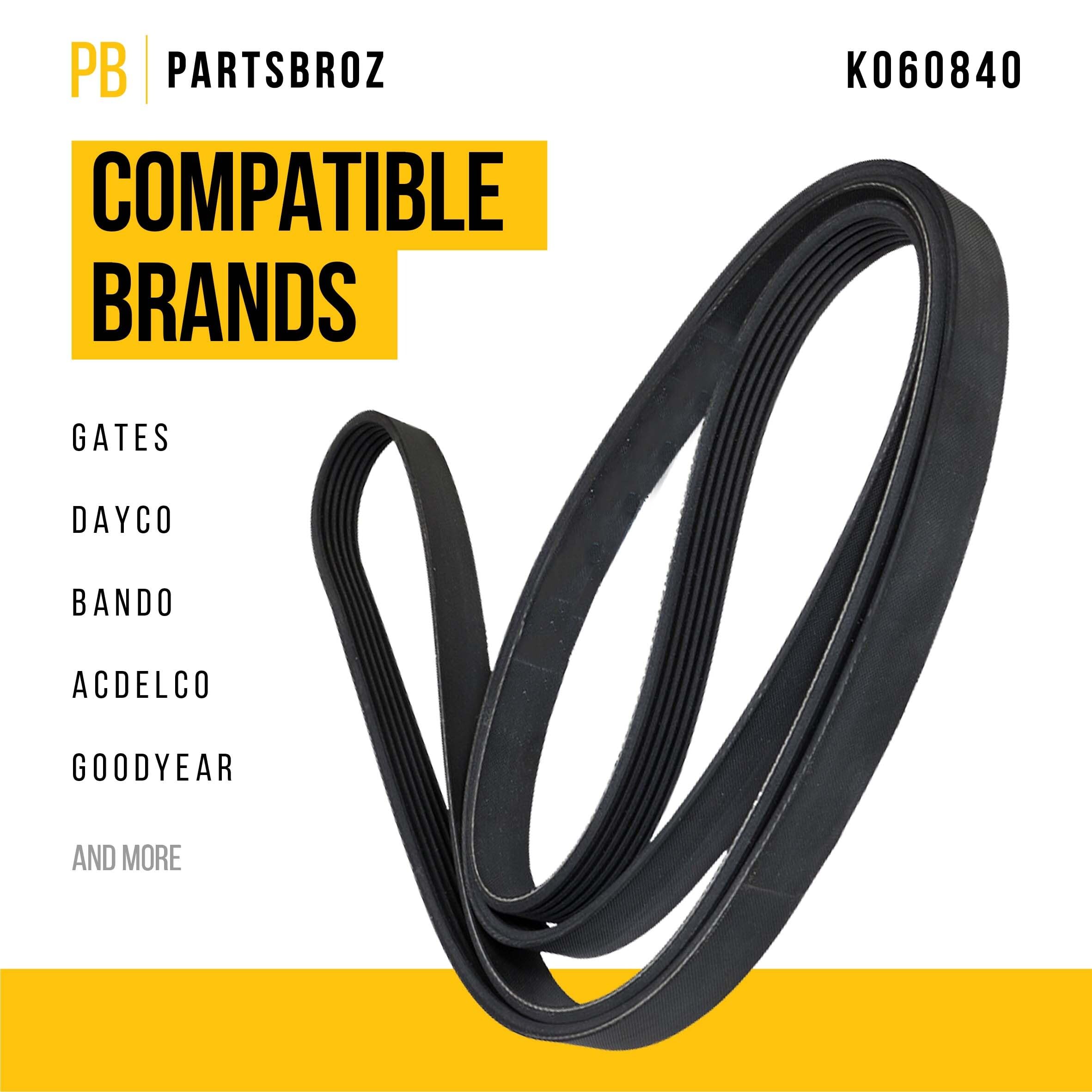 Partsbroz K060840 Micro-V Serpentine Drive Belt - Compatible With Gates Dayco Bando Acdelco Goodyear Continental Masterpro - Rep