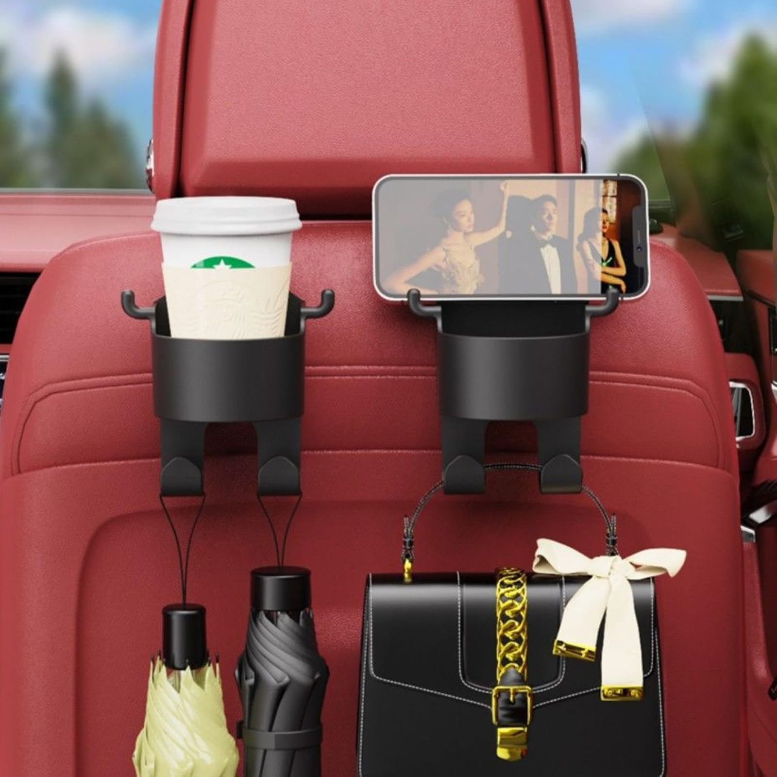 XINYIELE Multifunctional Hook for Car Seat Back, Back Seat Cup Holder with Hooks, Multifunction Seat Cup Holder Hook for Car,3 i