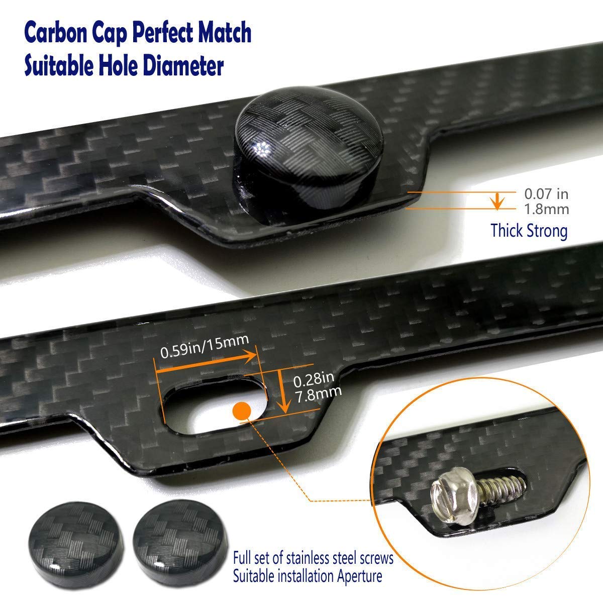 Aootf Carbon Fiber License Plate Frame - Stainless Steel License Plate Cover Handmade Covering 100% Real Carbon Fiber | Stainles