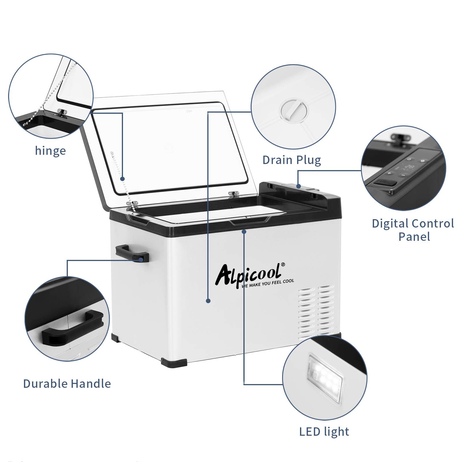 Alpicool C40 Portable Car Freezer - 42 Quart 12V Refrigerator for RV, Truck, Camping - Metal, Fast Cooling, 40 Liter