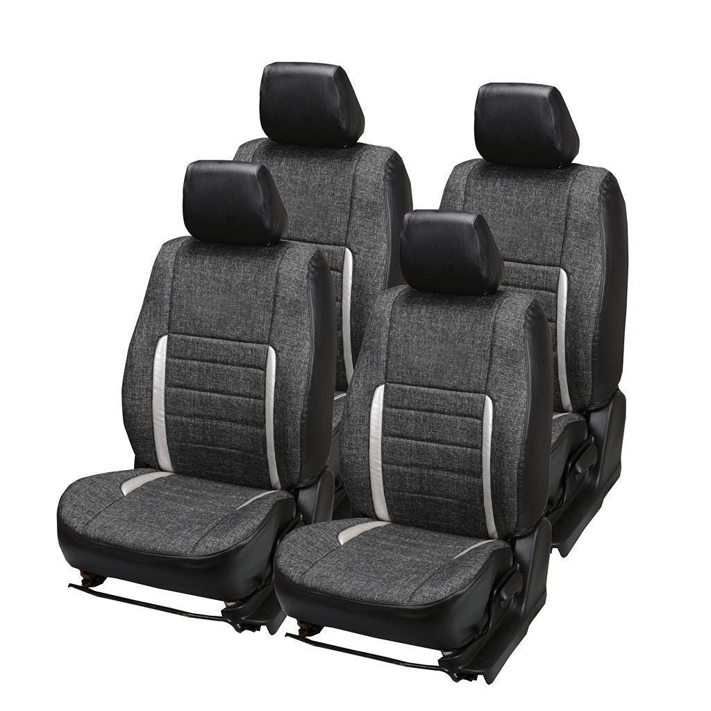 Hi Art Black and Silver Jute Car Seat Covers Compatible with Ford Figo Old  Complete Set with Neck Rests