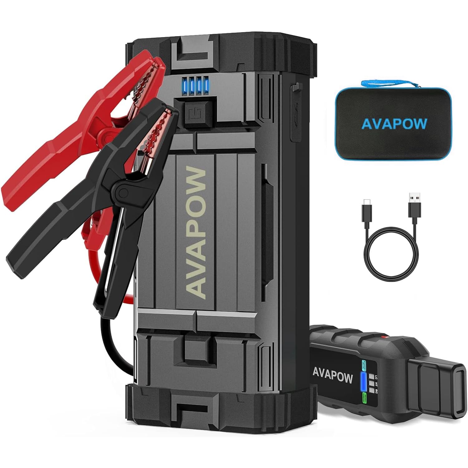 AVAPOW Jump Starter 2000A Peak 18000mAh Portable Battery for Cars, Dual USB Quick Charge 3.0, Compact Lithium Power Pack