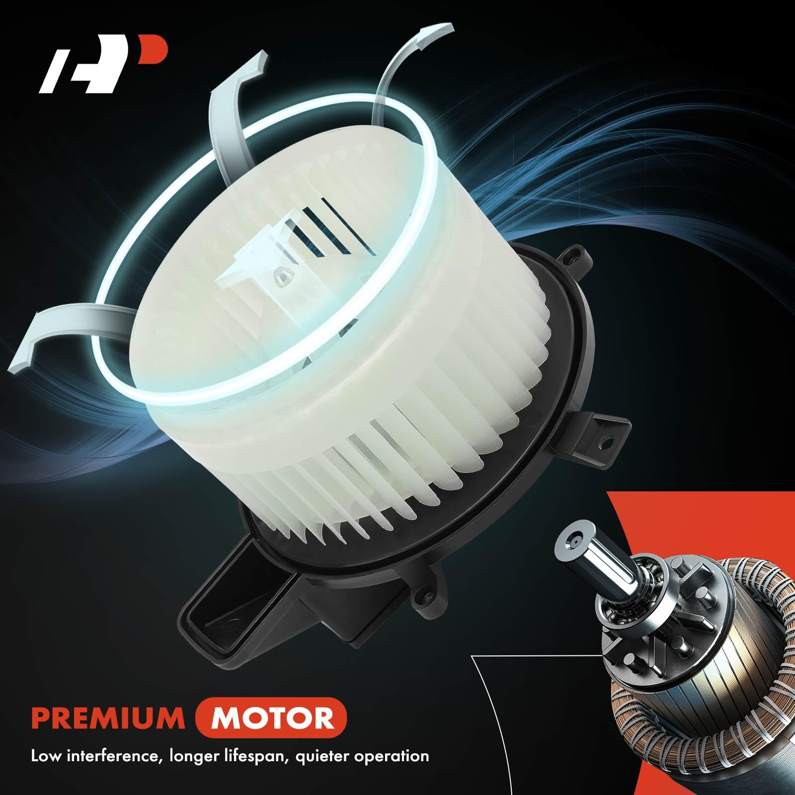 A-Premium HVAC Heater Blower Motor for Jeep, Dodge, Chrysler - Front Side, Iron, Compatible with Grand Cherokee, Durango, Grand Caravan, Town & Country