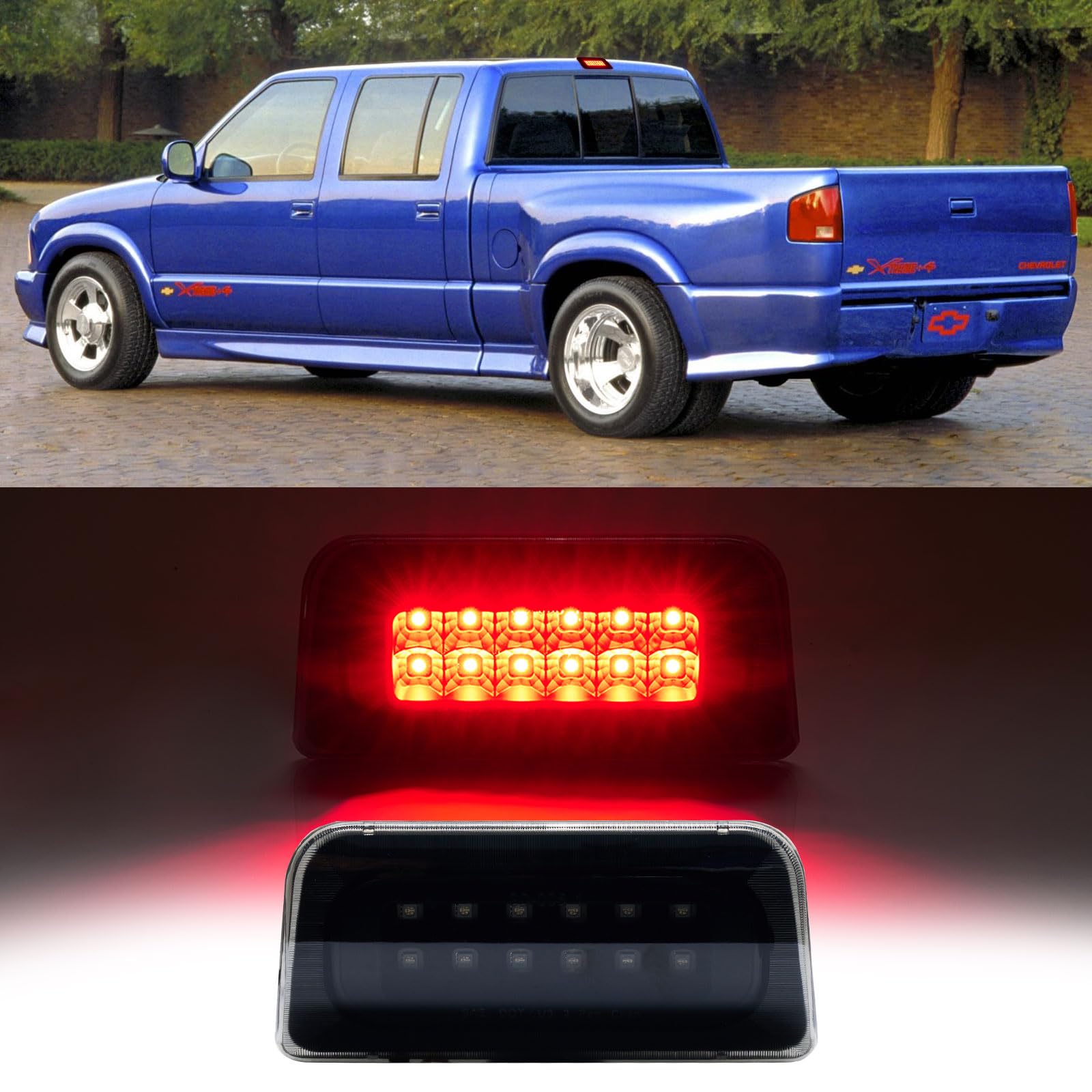 Cxdar Third 3Rd Brake Light Led For 1994-2003 Chevy S10/Gmc Sonoma Standard Cab, High Mount Rear Brake Lights Assembly For 1996-