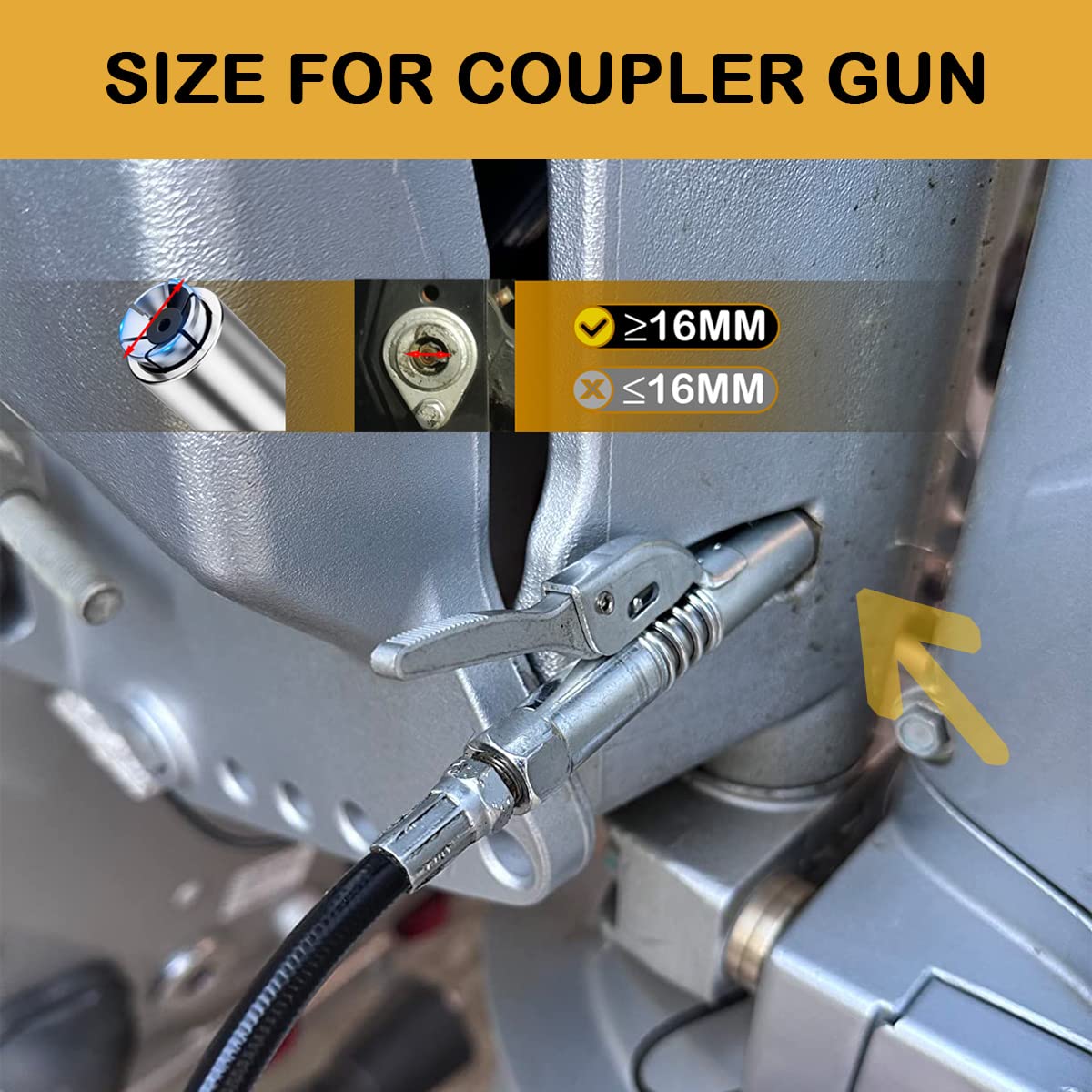 Aorrzer Grease Gun Coupler, Strong Lock On Grease Couplers, 12000 Psi High Pressure Greases Gun Coupler, Compatible With All Gre