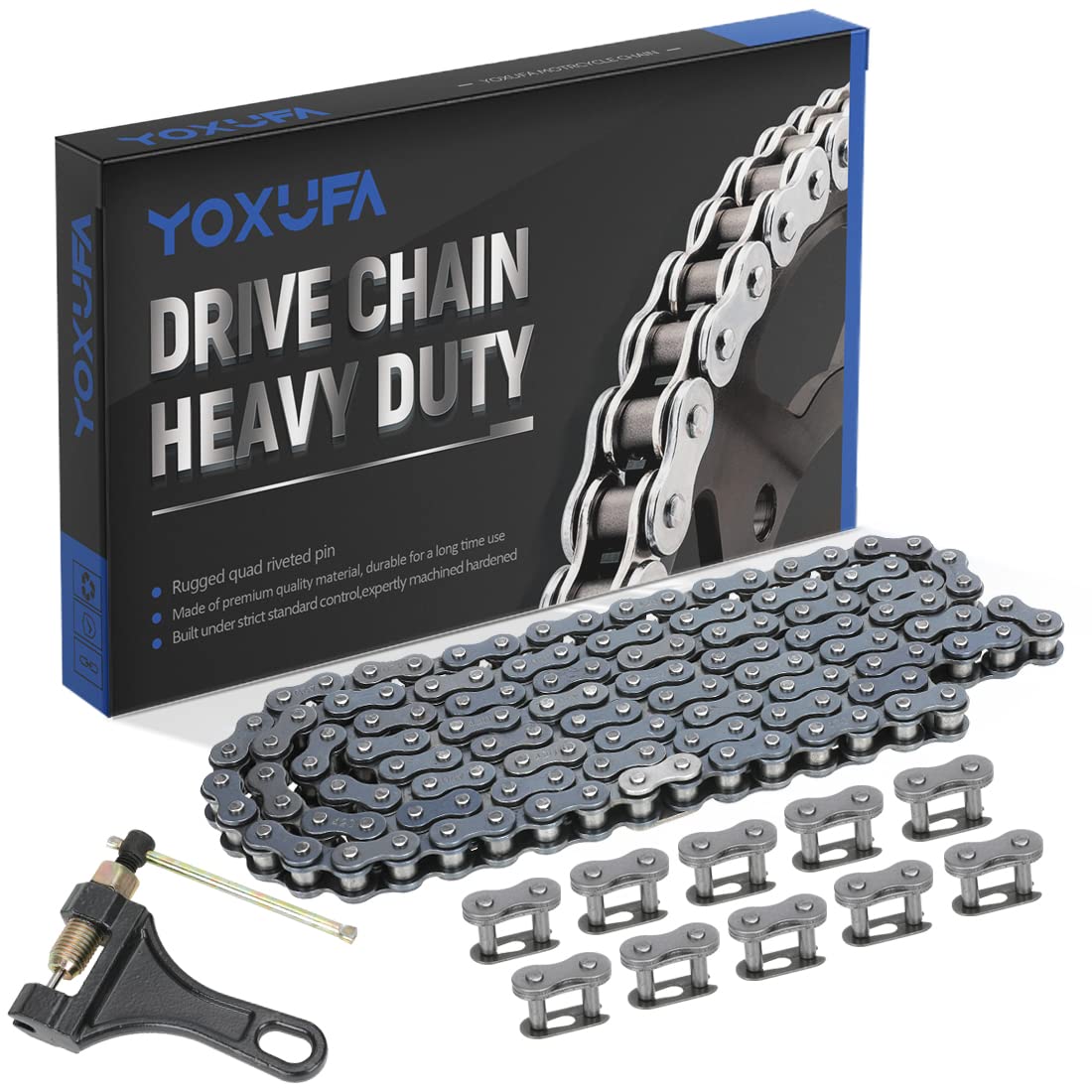 Yoxufa 420 Drive Roller Chain 132 Links Breaker Heavy Duty For 50 70 90 110 125Cc Ssr Taotao Coolster Apollo Baja Kazuma Chinese