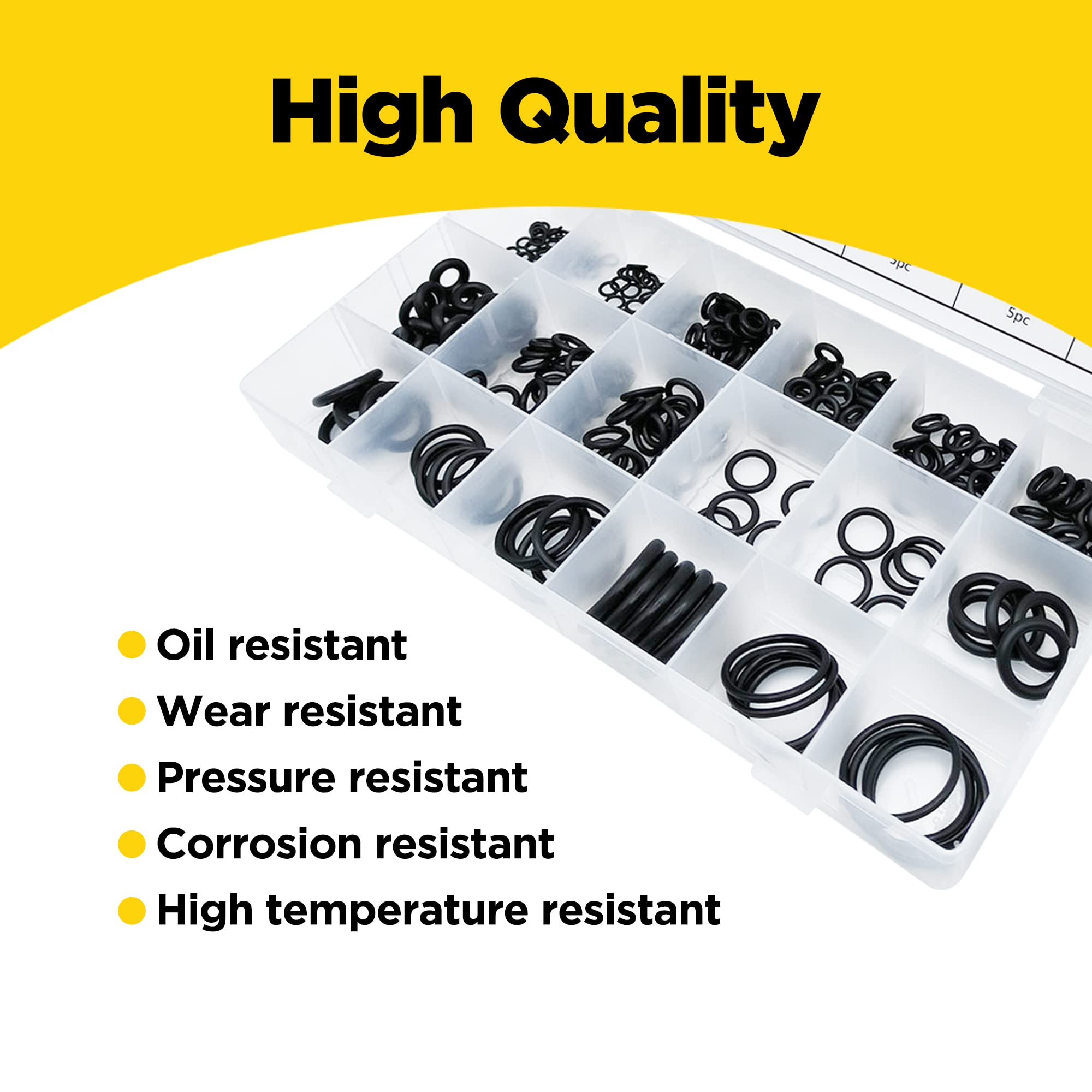 300 PCS Rubber O-Ring Assortment Kit Set,O Rings Seal Gasket Rubber Washer Assortment Rubber,O-Rings Gaskets Washers for Car,Pro