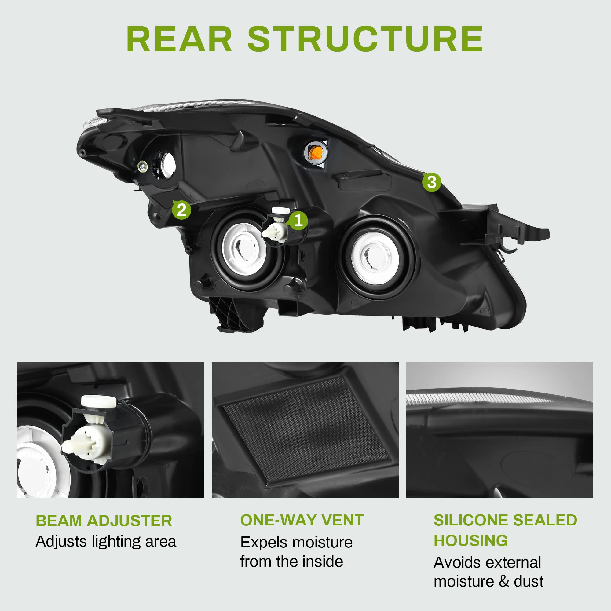 Autosaver88 Headlight Assembly Compatible With 07 08 09 Altima Sedan 4-Door 2007 2008 2009 Altima Chrome Housing With Amber Refl