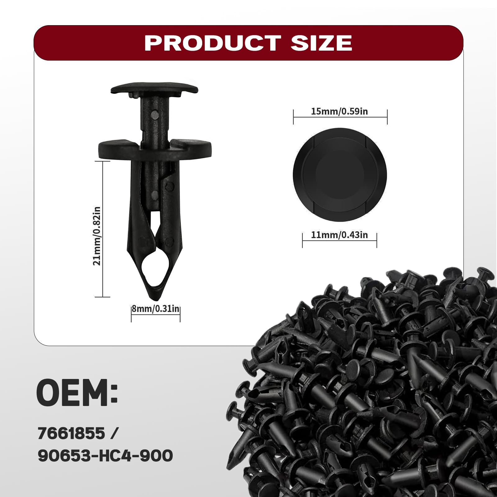 Xislet UTV Nylon Fender Clips - 200 Pcs Fasteners for Polaris, Can-Am, Kawasaki, Honda, Suzuki - One Size - Black