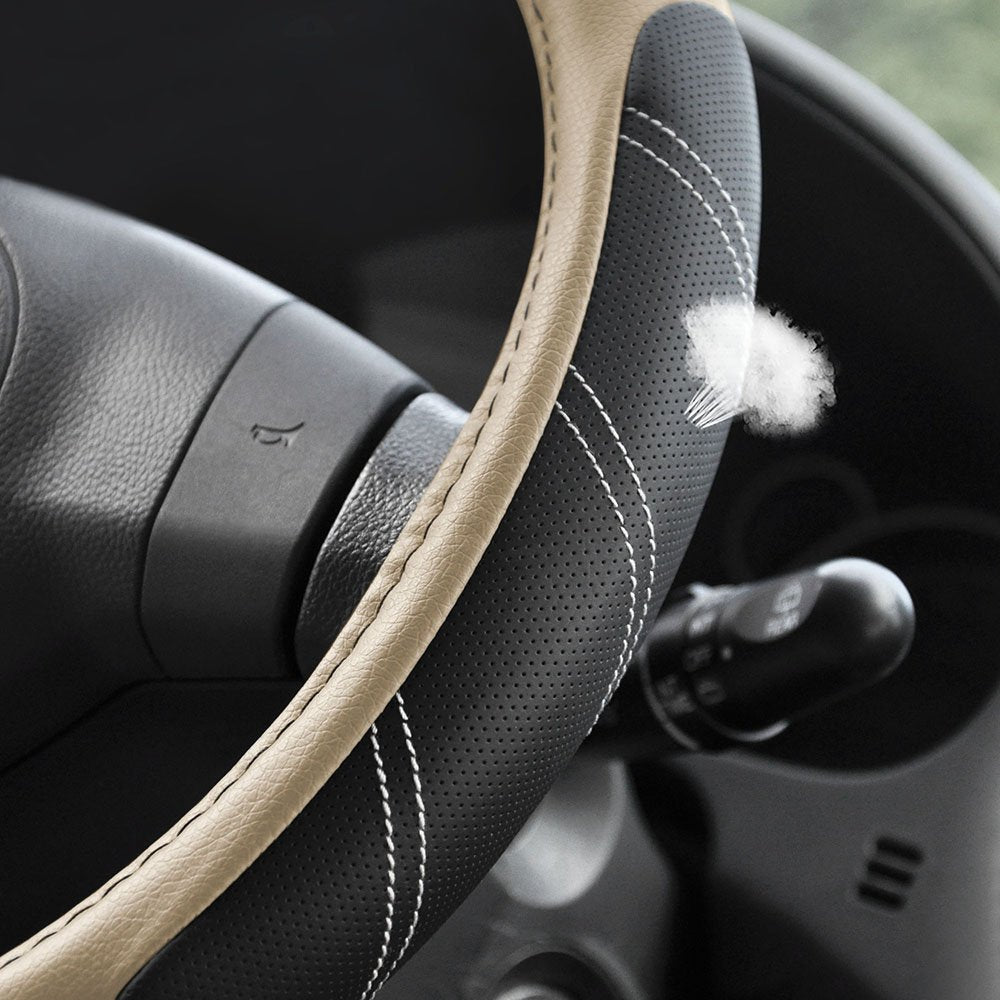 Elantrip Sport Leather Steering Wheel Cover 14 1/2 inch to 15 inch Universal, Padded Soft Grip Breathable for Car Truck SUV Jeep