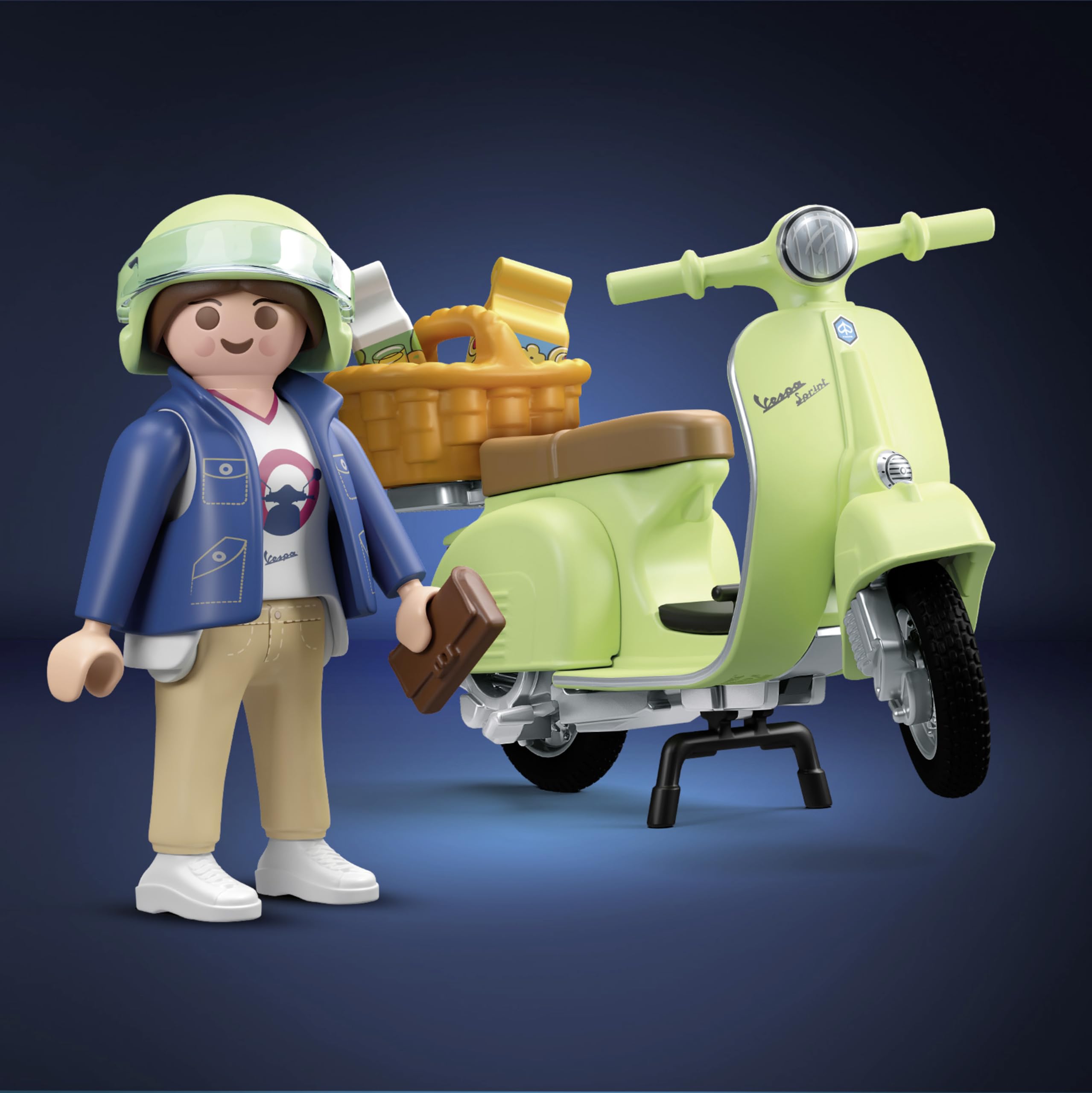 PLAYMOBIL 1969 Vespa 150 Sprint Veloce Model 71622, Light Green, Multi-coloured, Plastic, Includes Accessories for Collectors