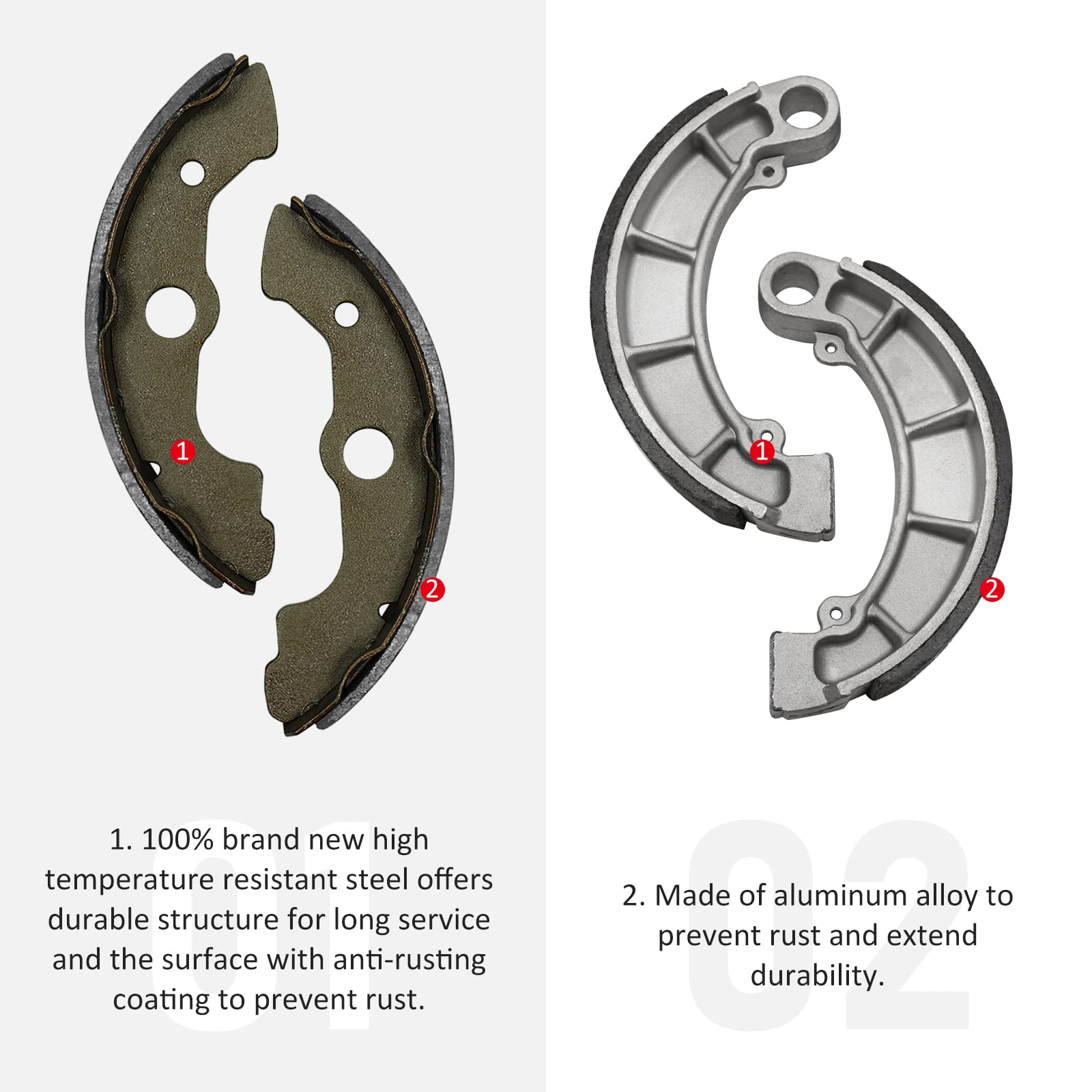 Front & Rear Brake Shoes Kit for Honda Foreman 400 Foreman 450 Rancher 350 Rancher 400, OEM# 06450-HN5-671 45175-HC4-006 06430-H