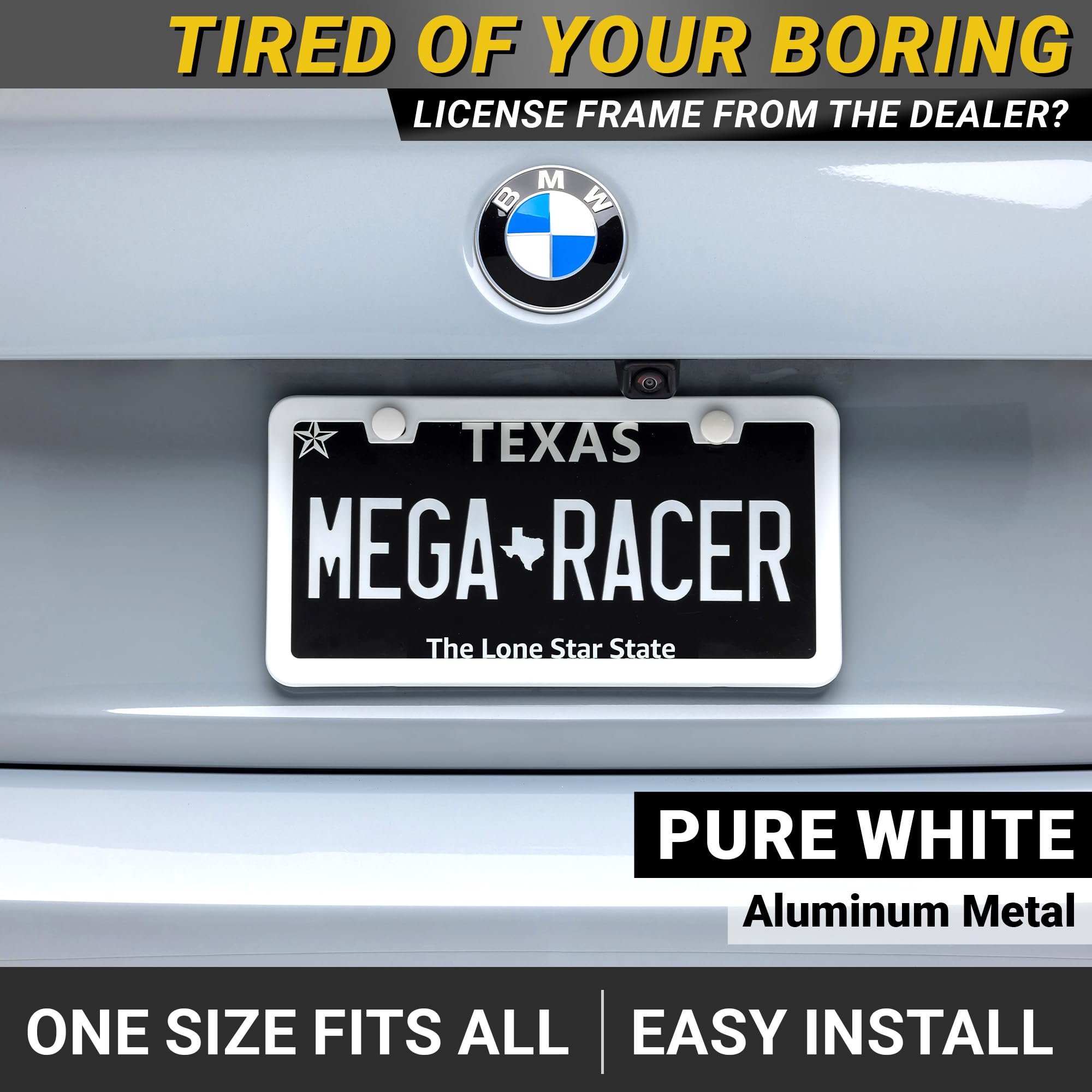 White License Plate Frame | Metal License Plate Holder | Plate Cover For Car Plate Frame | Slim License Plate Frames White | Lic